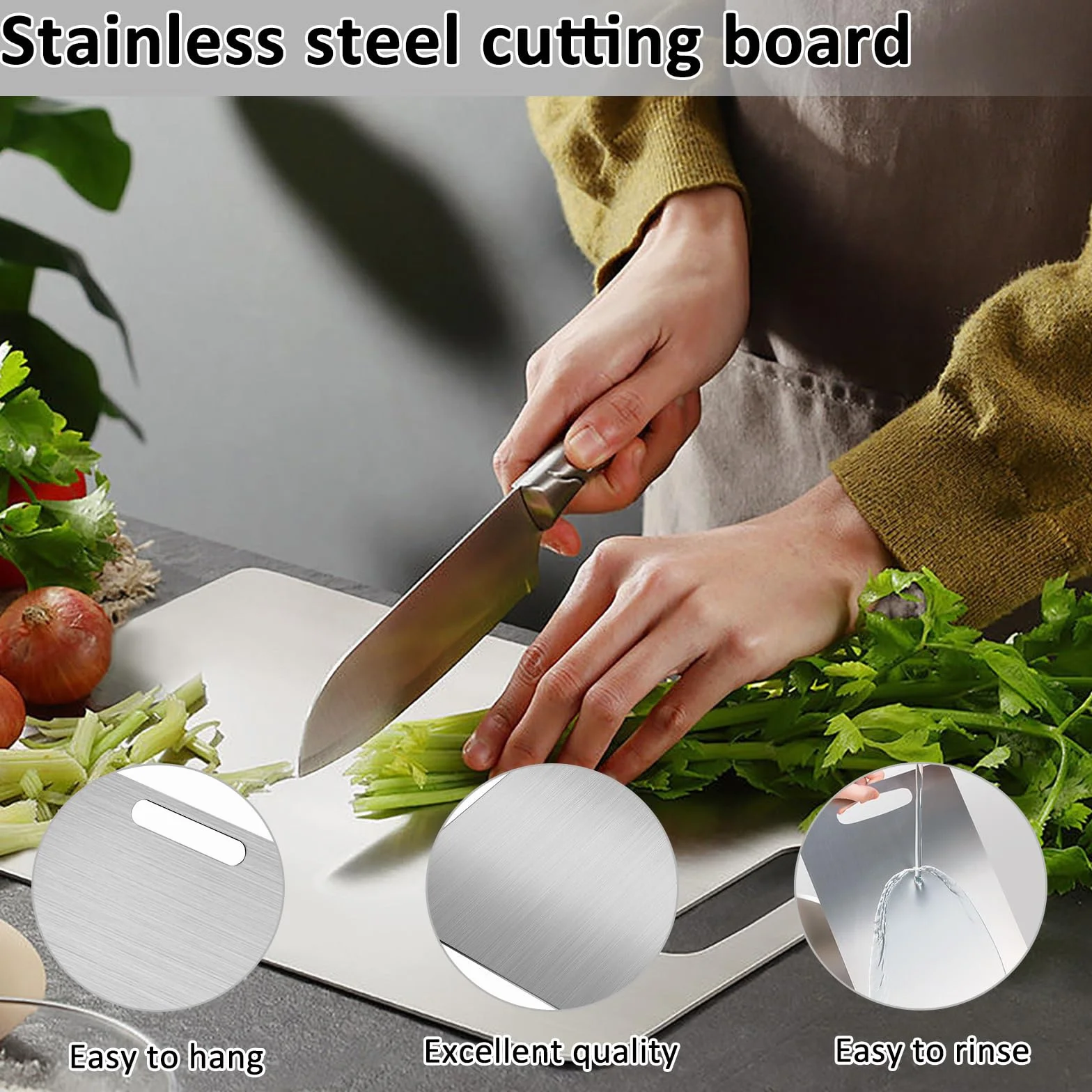 Yamato Planche à Découper en Titane, 3 Pcs Inox, Cuisine