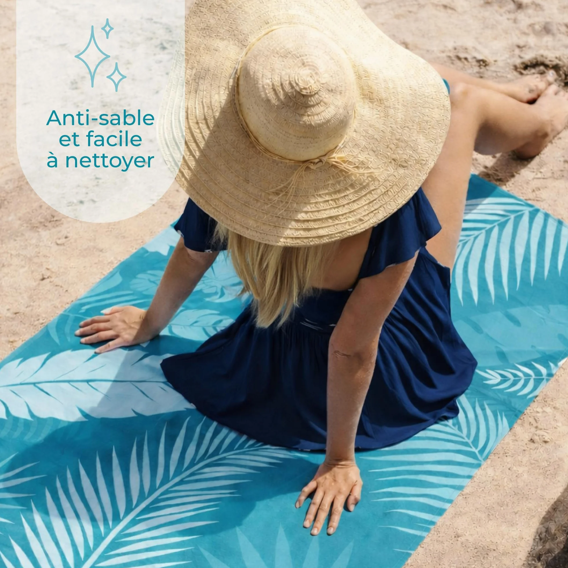 Bora Serviette de Plage 90x180 cm Microfibre Anti-Sable Séchage Rapide