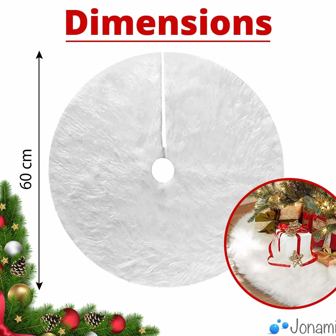 Jupe de Sapin Blanche Ø 60 cm, Couverture Décorative Arbre de Noël