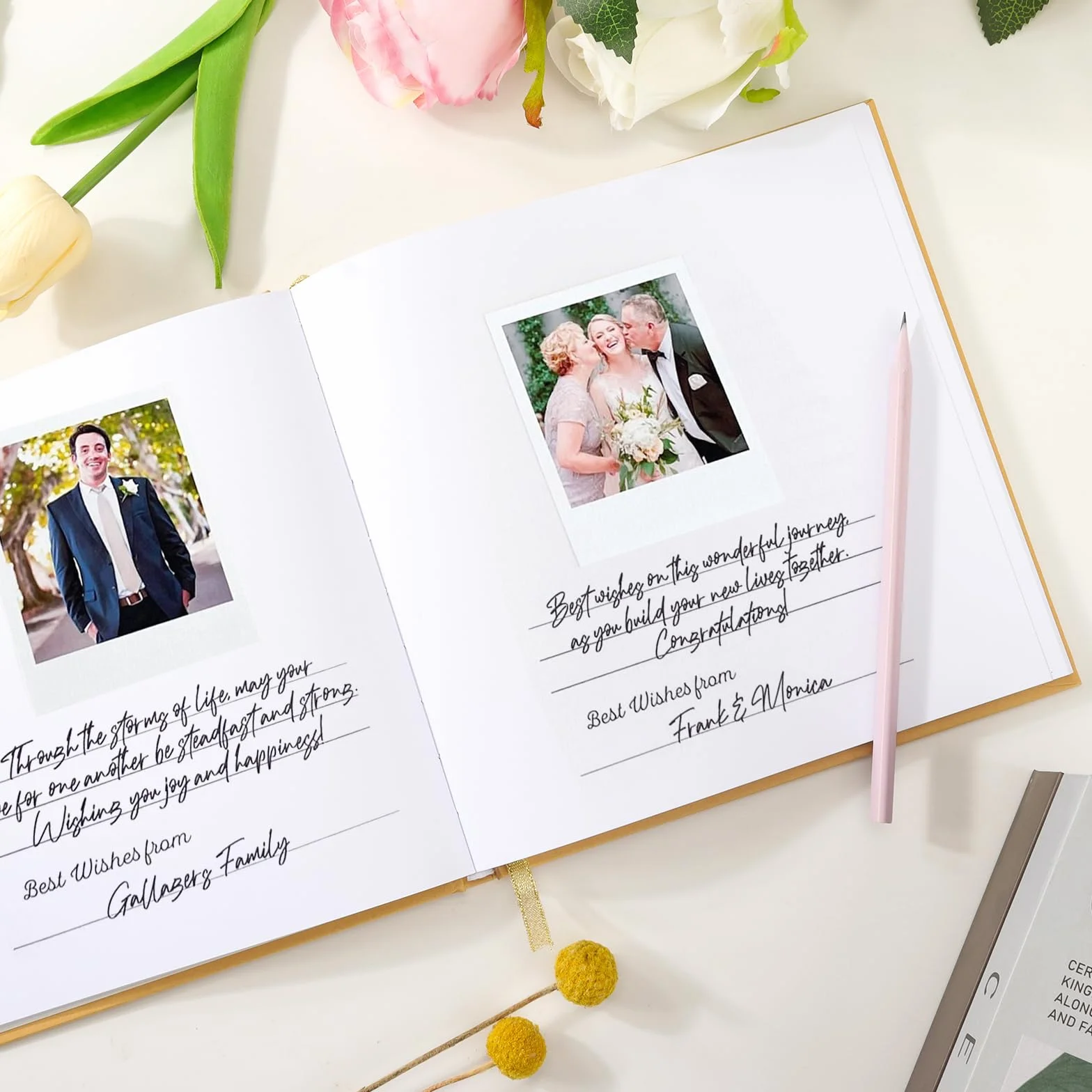 Livre d'or Mariage Vintage Vierge 21 x 21 cm 72 Pages