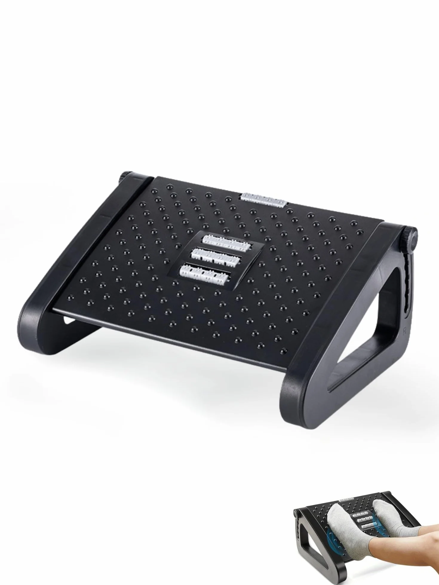 Repose-Pieds Ergonomique Réglable sous Bureau avec Fonction Massage Antidérapant