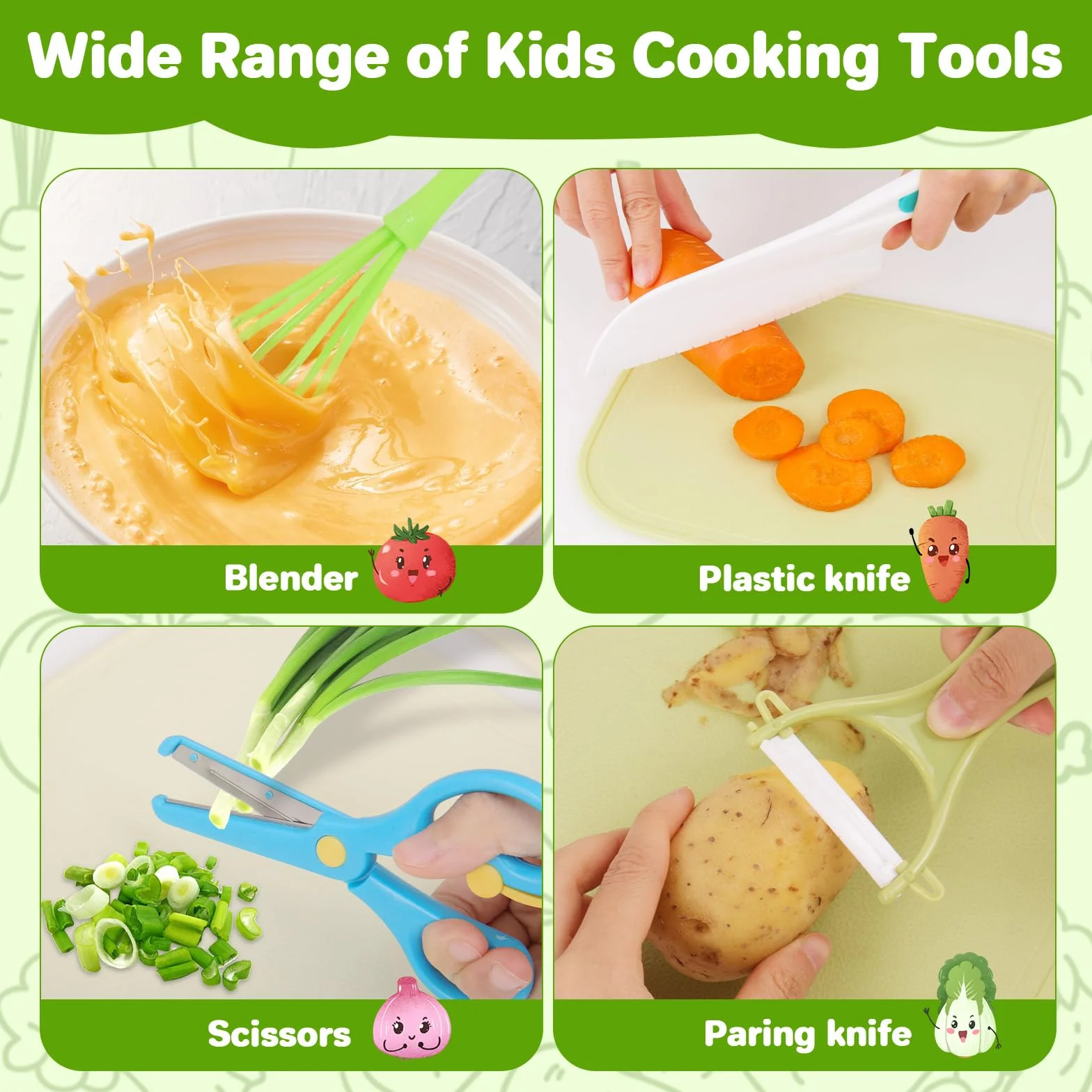 Montessori Lot de 43 couteaux pour enfants Ustensiles de cuisine en plastique 3-12 ans avec cutter