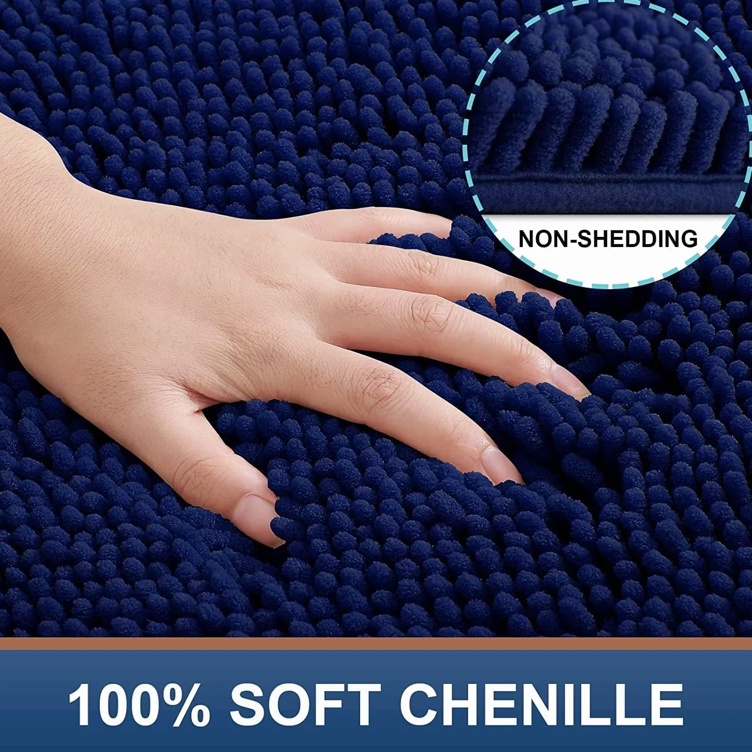 Homaxy Tapis de Bain Antiderapant Microfibre Chenille Douce Absorbant Lavable en Machine 40 x 60 cm Bleu Marine