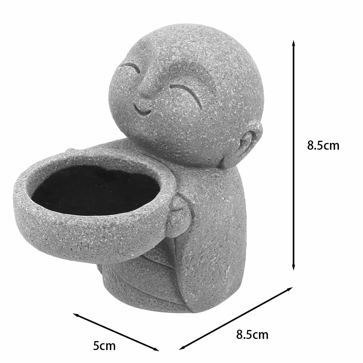 Statue Bouddha en grès imitation pierre bleue – Sculpture moine Jizo méditation zen décoration intérieur Feng Shui prospérité