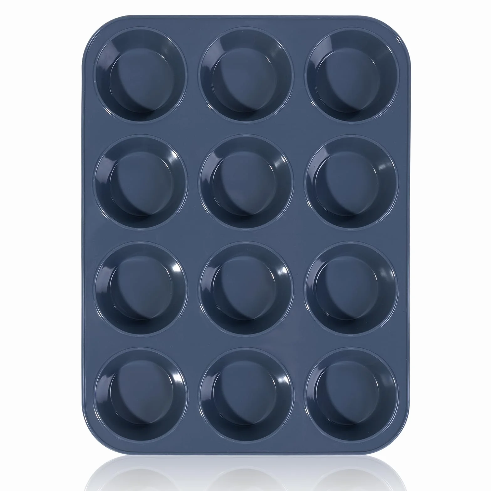 Moule à Muffins en Silicone Anti-adhésif 33 x 25 x 3 cm Gris Plaque Pâtisserie Cupcakes Brownies Pudding