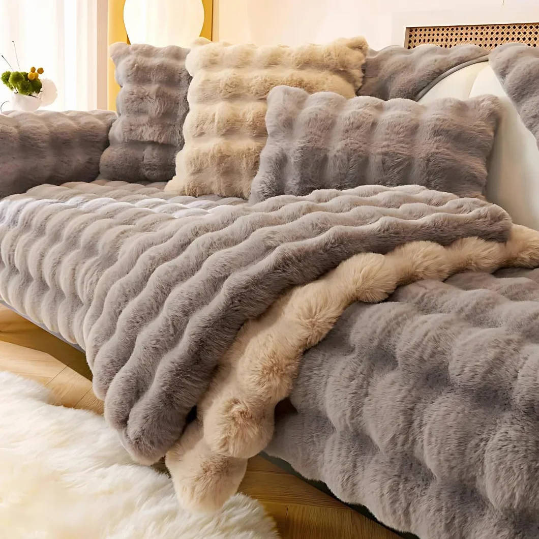DreamNest Veta Housse de Canapé Fausse Fourrure 70x90cm Polyester Antidérapante