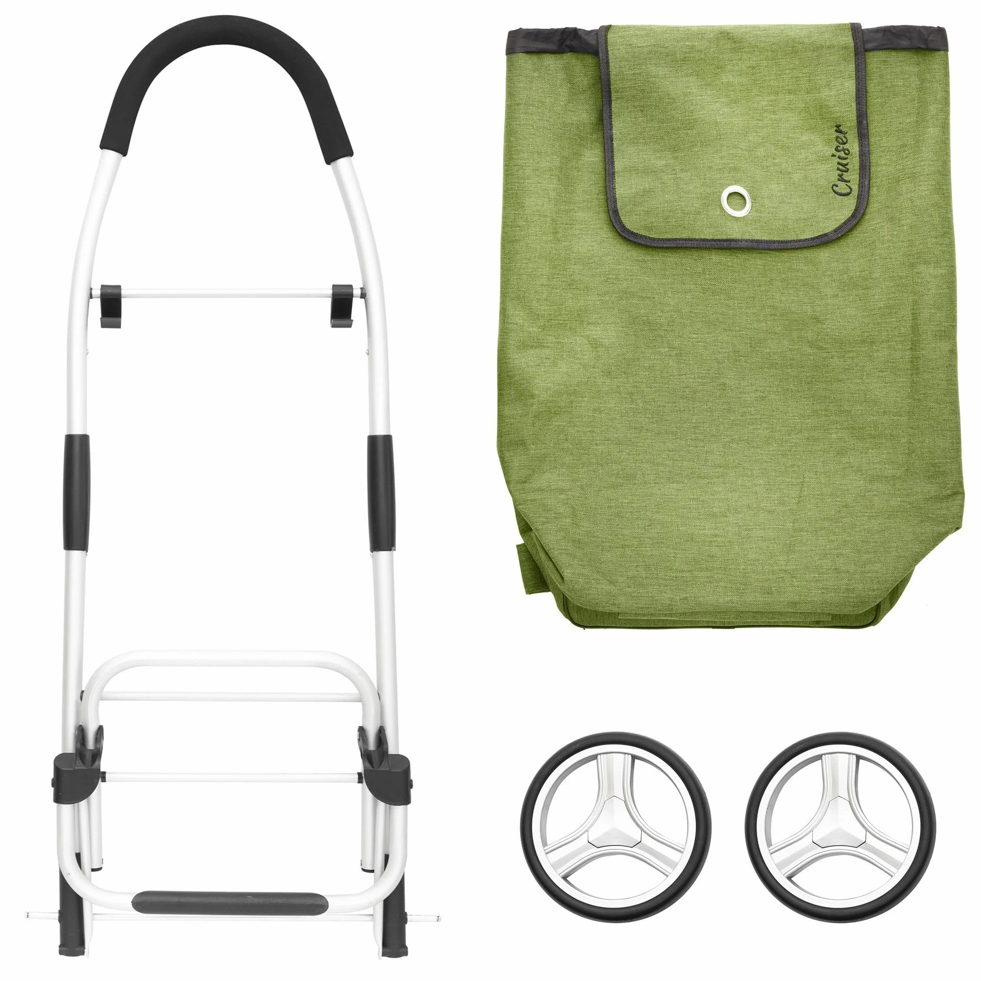 Cruiser Pliable Chariot de Course 45L Caddie à 2 Roues Vert