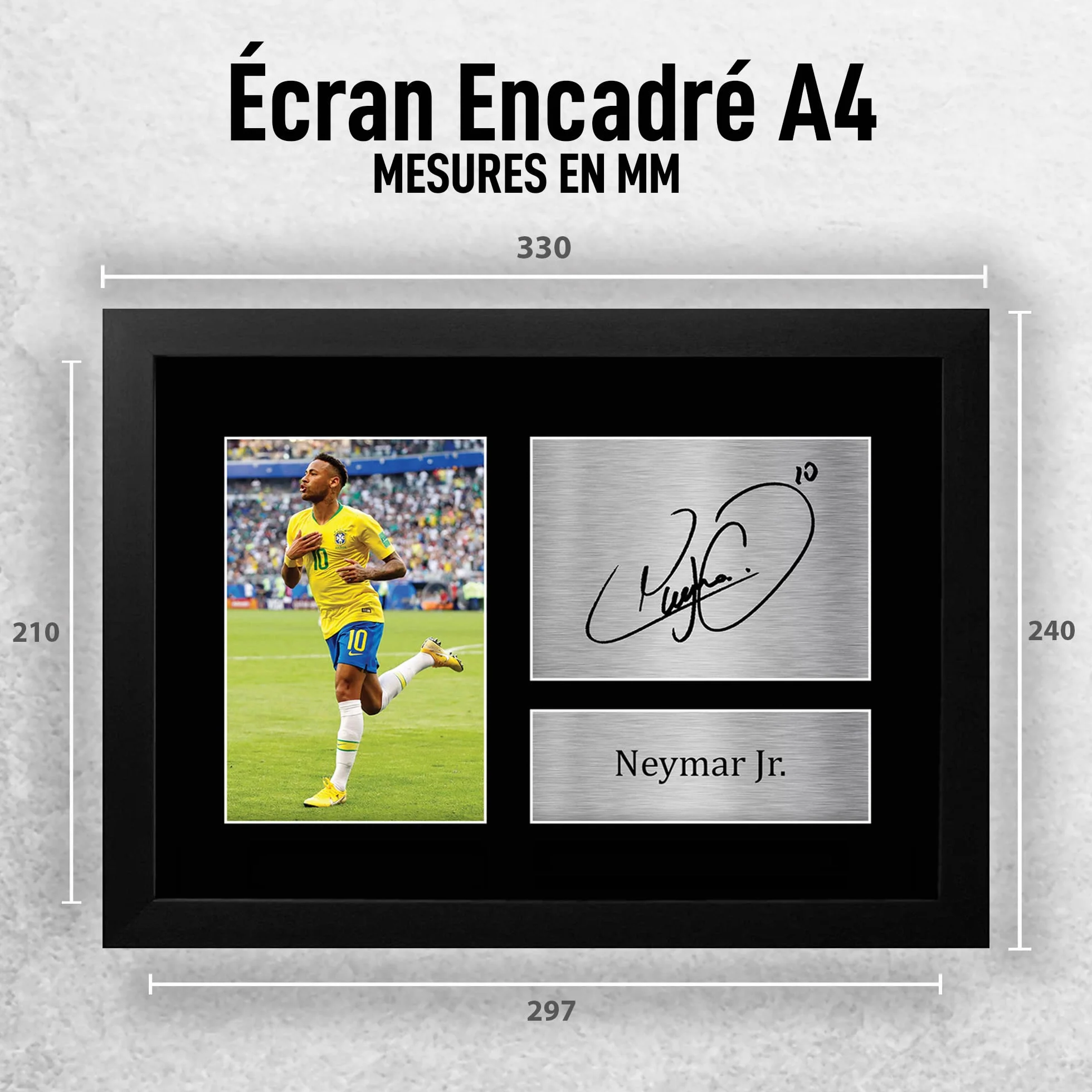 Neymar Jr Brazil A4 photo autographe signée encadré cadeau football fans supporters