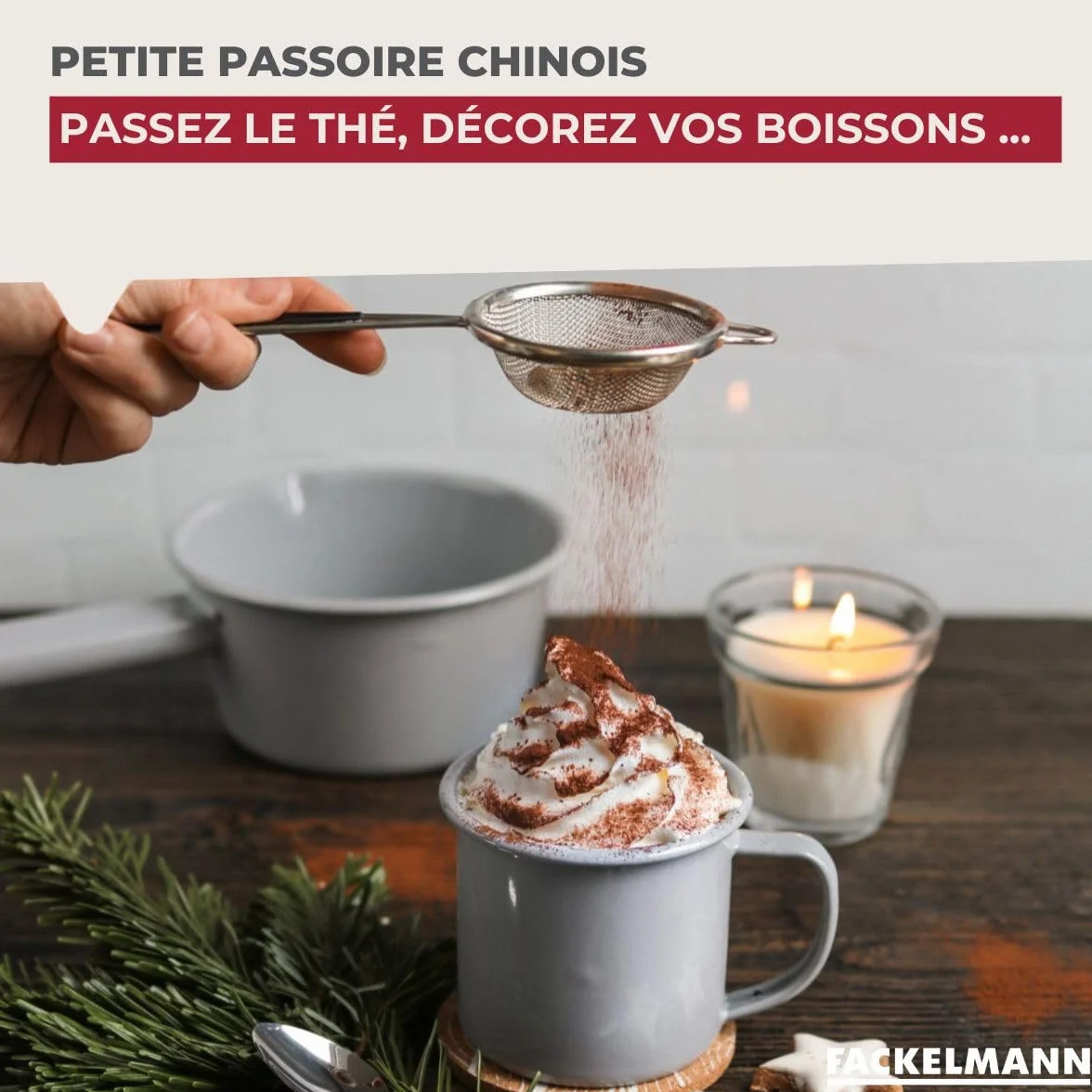 Fackelmann Petite passoire Chinois Tamis de Cuisine Acier Inoxydable Noir 7 cm
