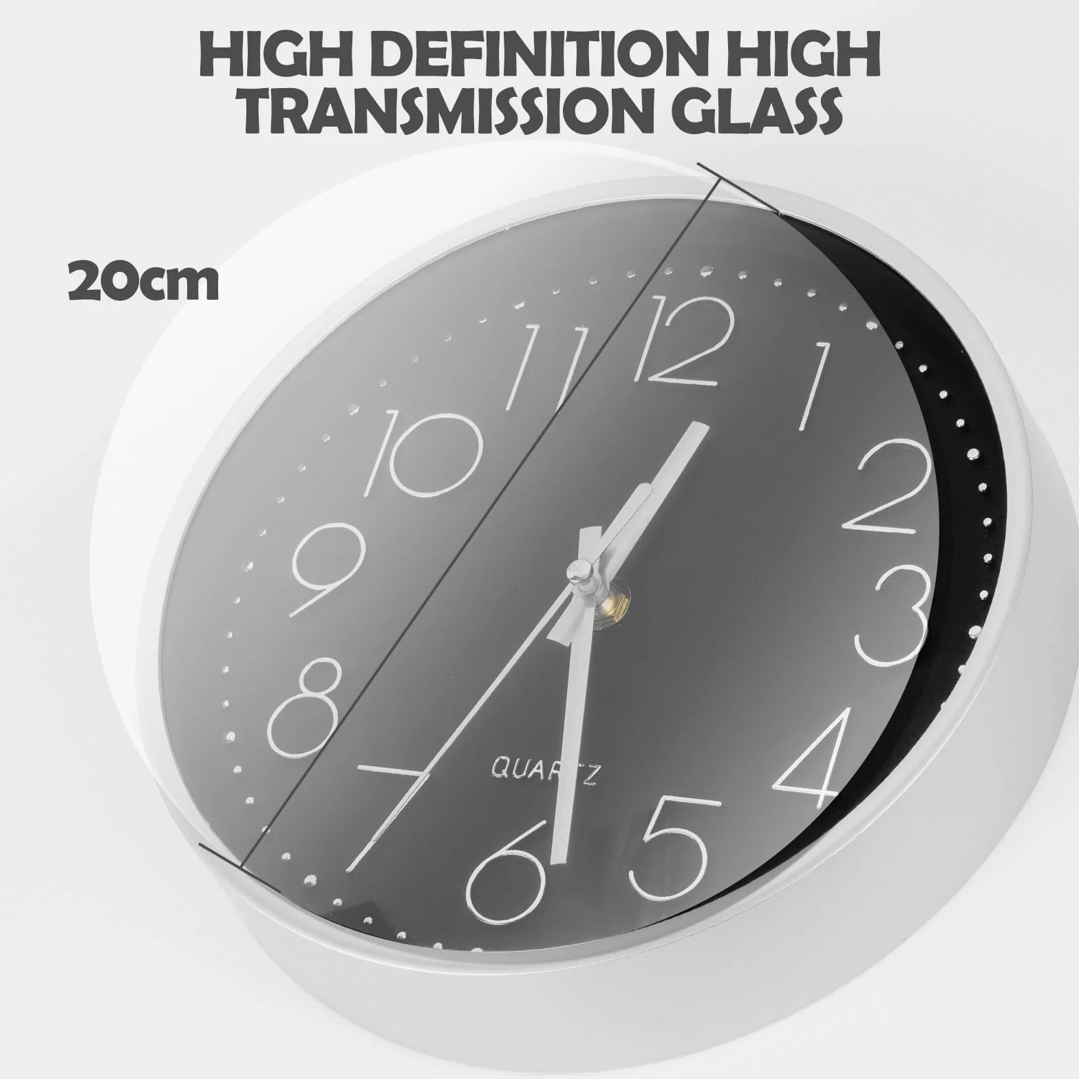 Horloge Murale Silencieuse 20 cm Ronde Décorative à Quartz pour Maison Cuisine Bureau