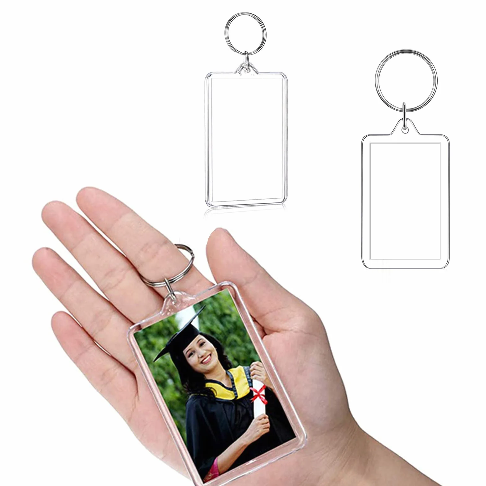 Porte-clés rectangle transparent avec cadre photo Morain