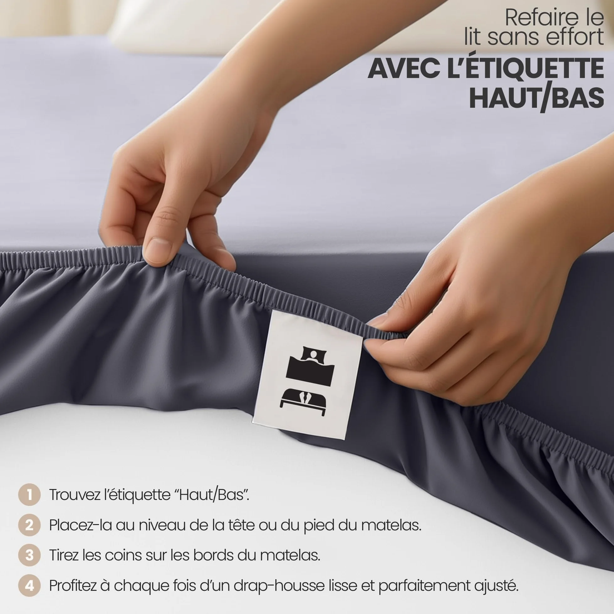 Utopia Bedding Drap Housse Lot de 2 160x200 cm Gris Microfibre brossée Oeko-Tex