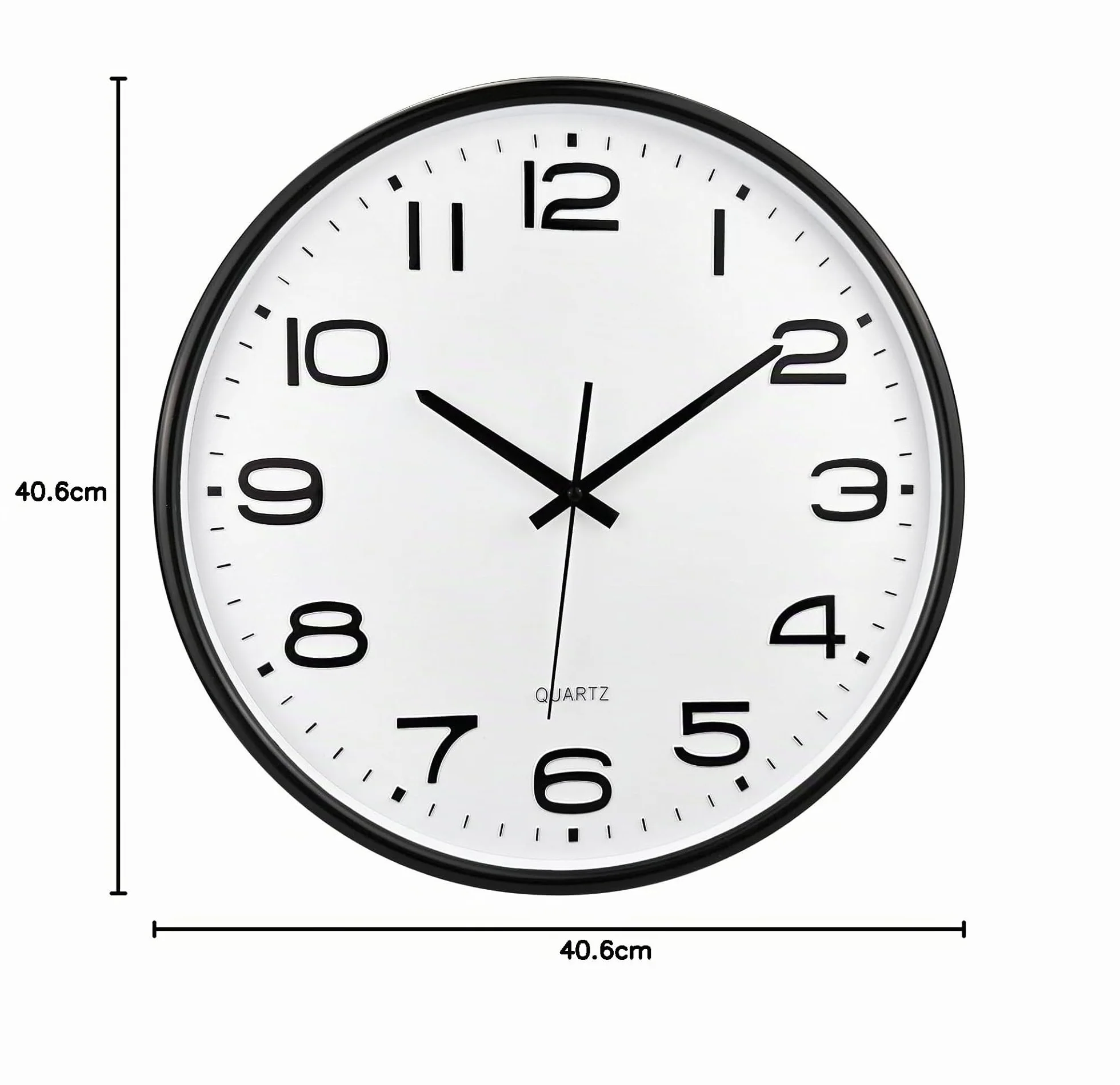 Plumeet Horloge Murale 40.6cm Silencieuse Quartz Moderne Noire