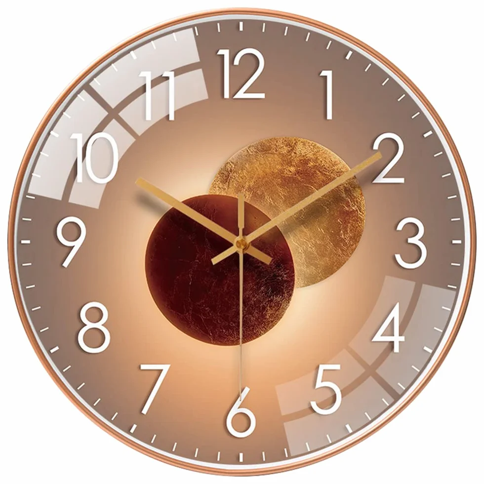Horloge Murale Silencieuse 30cm Design Moderne Salon Cuisine Quartz Suspendue (Vénus Or)