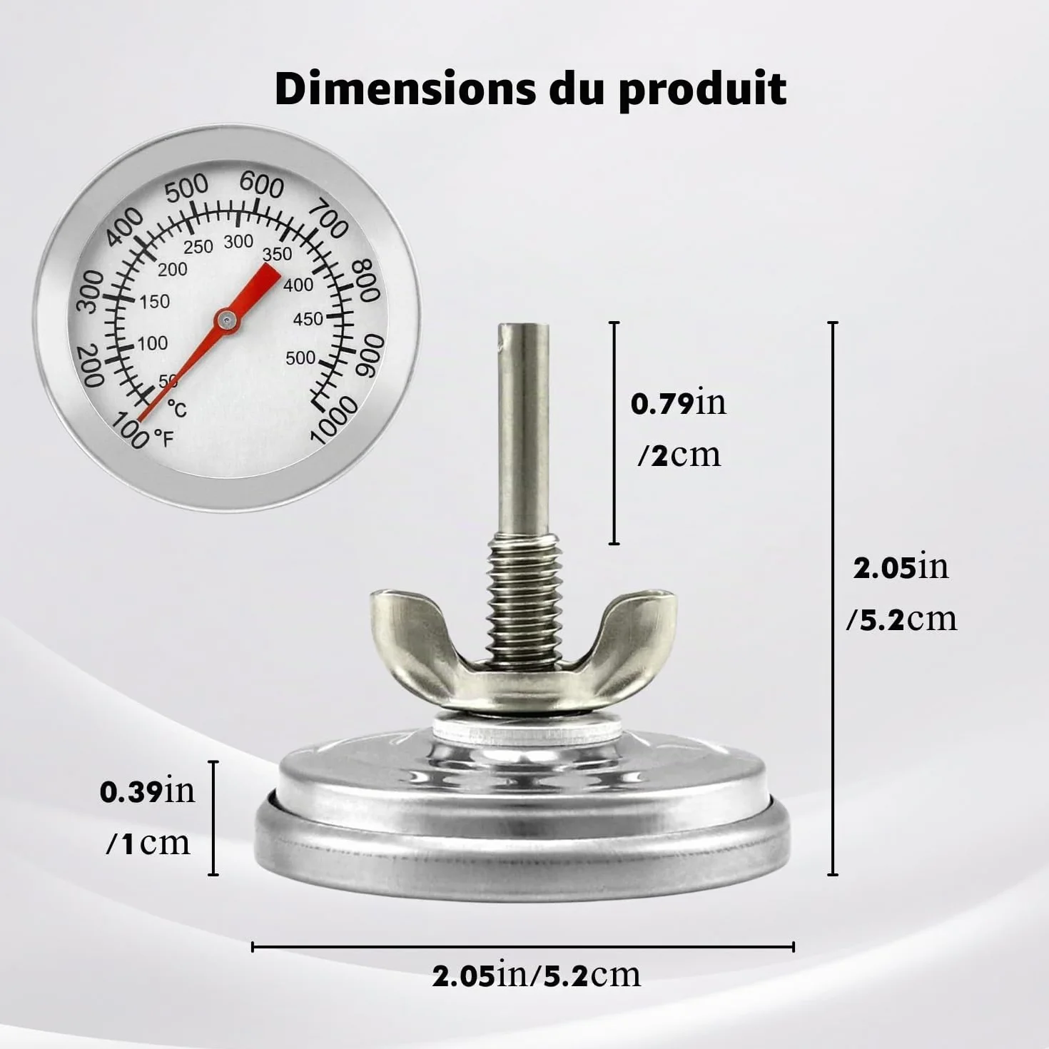 Thermomètre pour Grill à Charbon 50-600℃ Haute Température Barbecue Fumoir