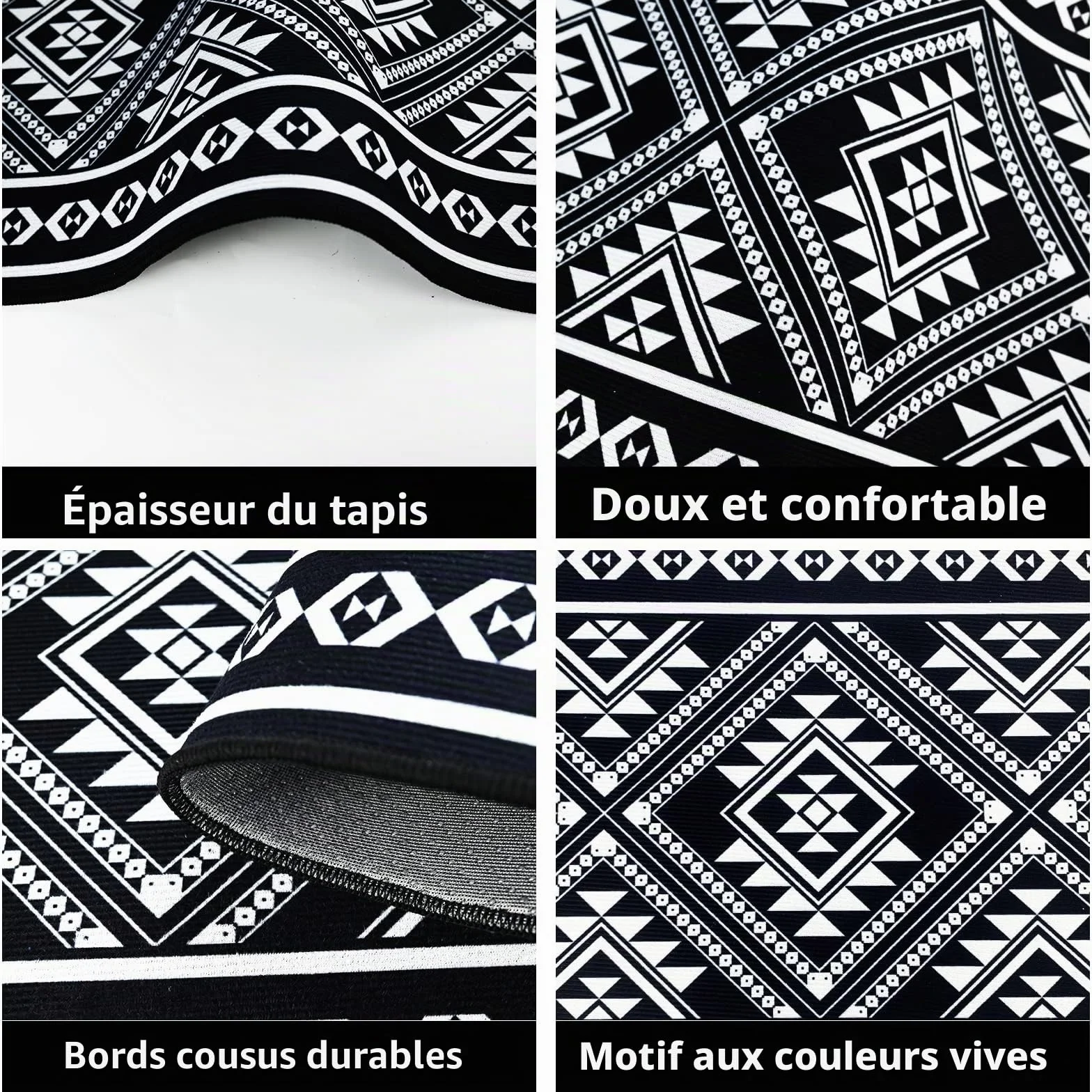 Tapis de Cuisine Antidérapants Lavables Anti-Fatigue 43x75+43x150cm Lot de 2