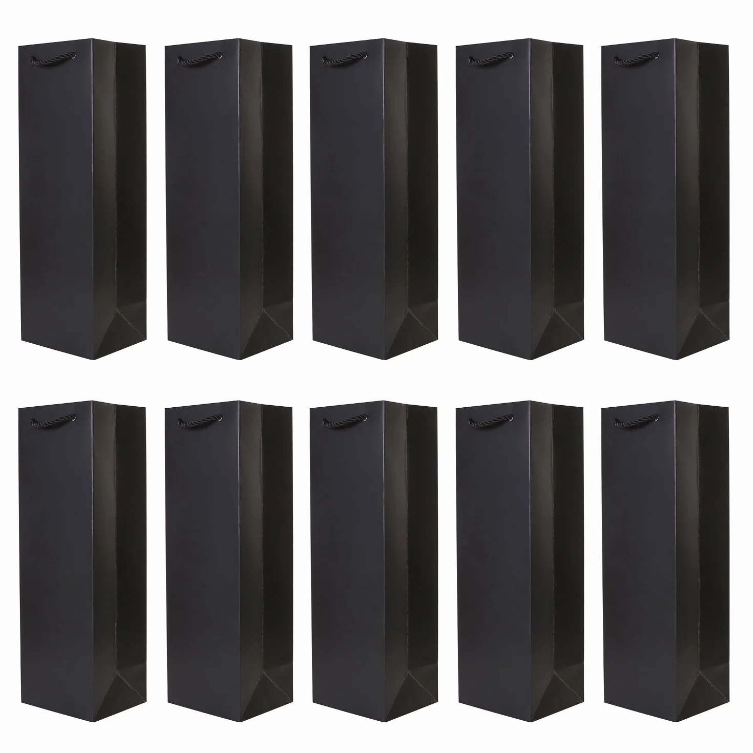 DonDon Lot de 10 pochettes cadeaux pour vin champagne noir 36x12x10 cm