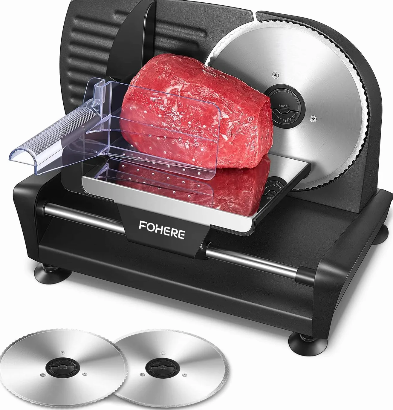 Trancheuse Electrique 200W 2 Lames 19 cm 0-15 mm d'épaisseur pour Jambon Saucisson
