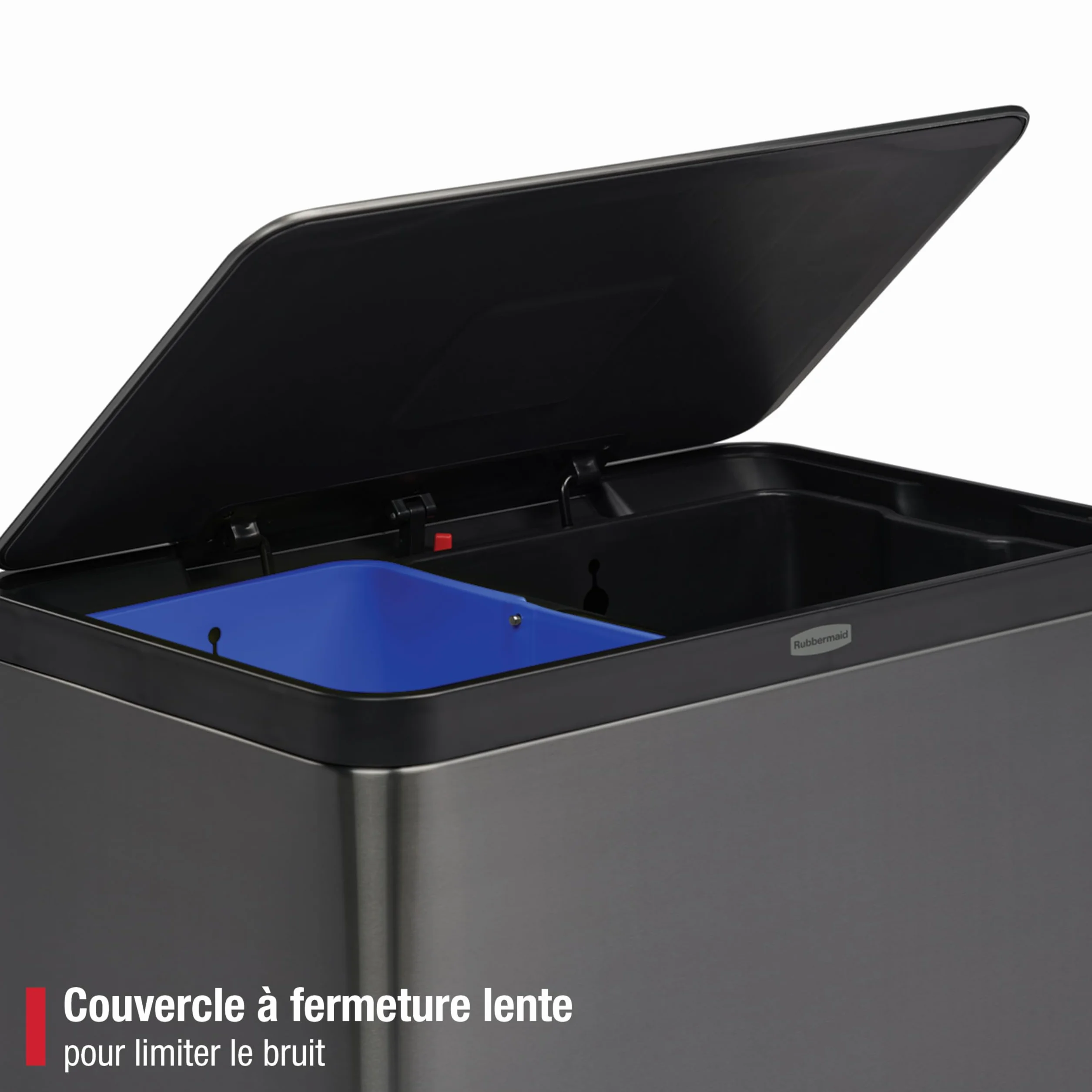 Rubbermaid Poubelle Double Flux Elite inox 60L Gris Charbon