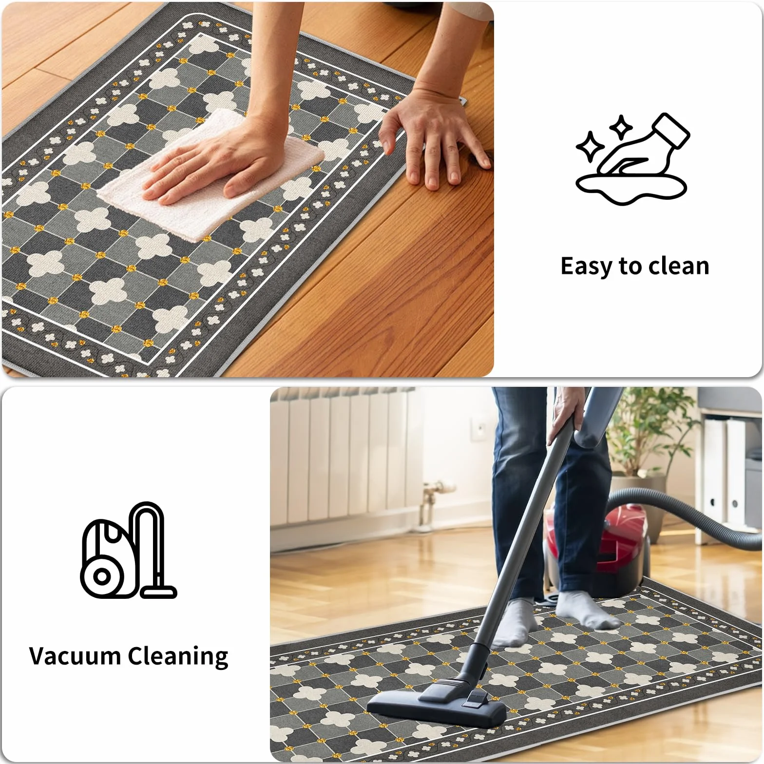 Tapis de cuisine antidérapants lavables anti-fatigue 43 x 150 cm Lot de 2
