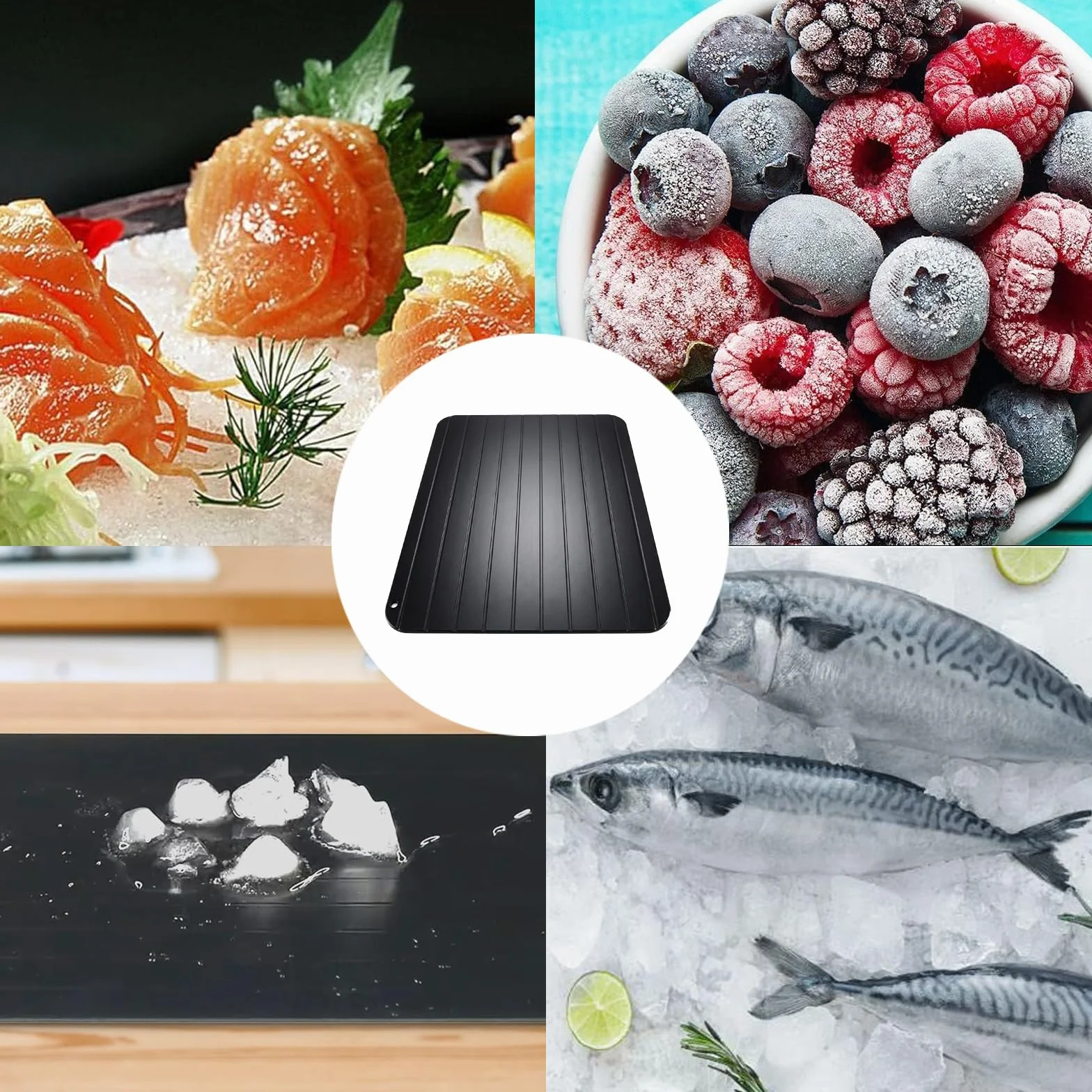 Plateau de Décongélation Rapide en Aluminium pour Viande Poisson Aliments Surgelés 29.5 x 21 x 0.2cm