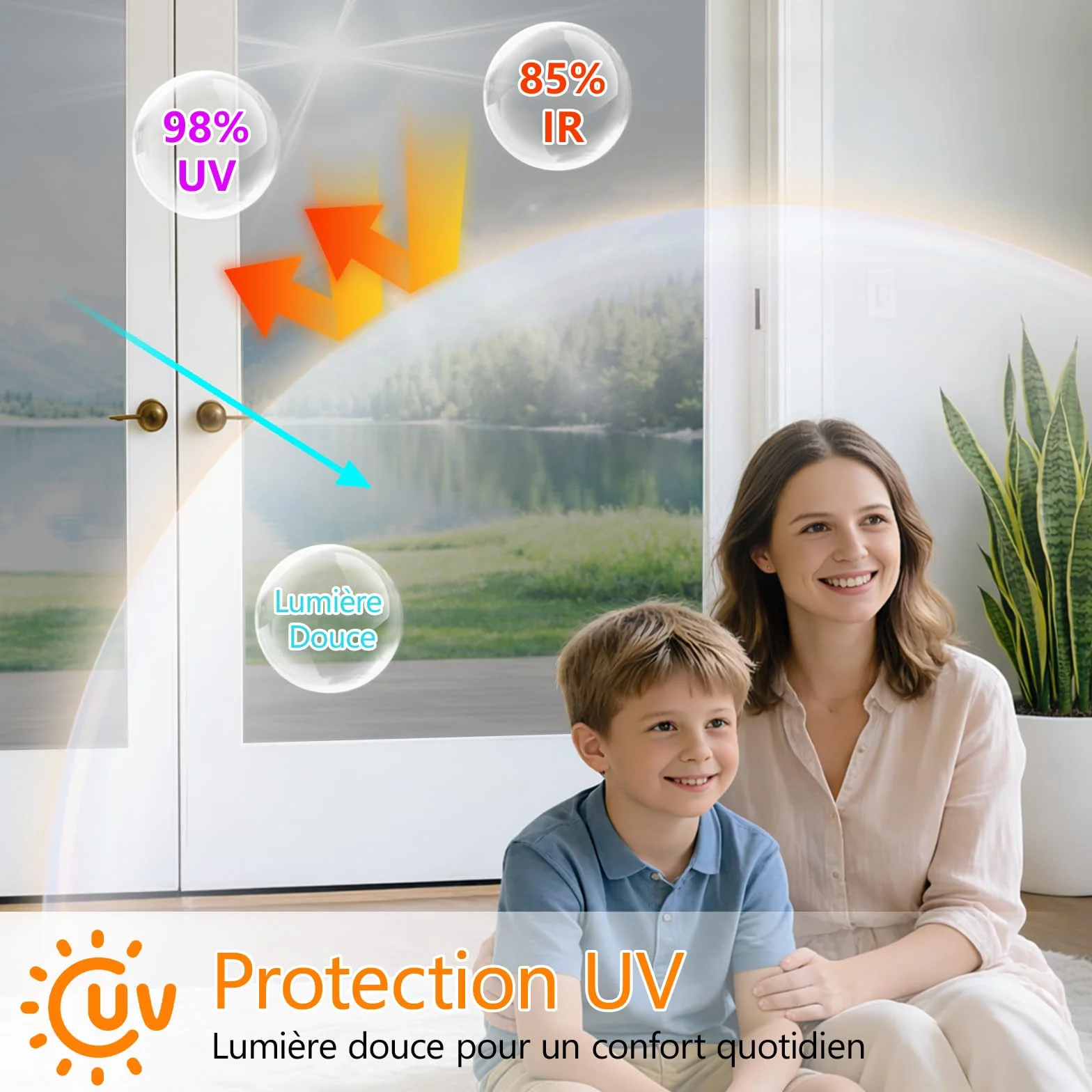 Film Fenêtre Anti Regard Miroir 44,5x200 cm Autocollant Anti UV Anti Chaleur Protection Solaire