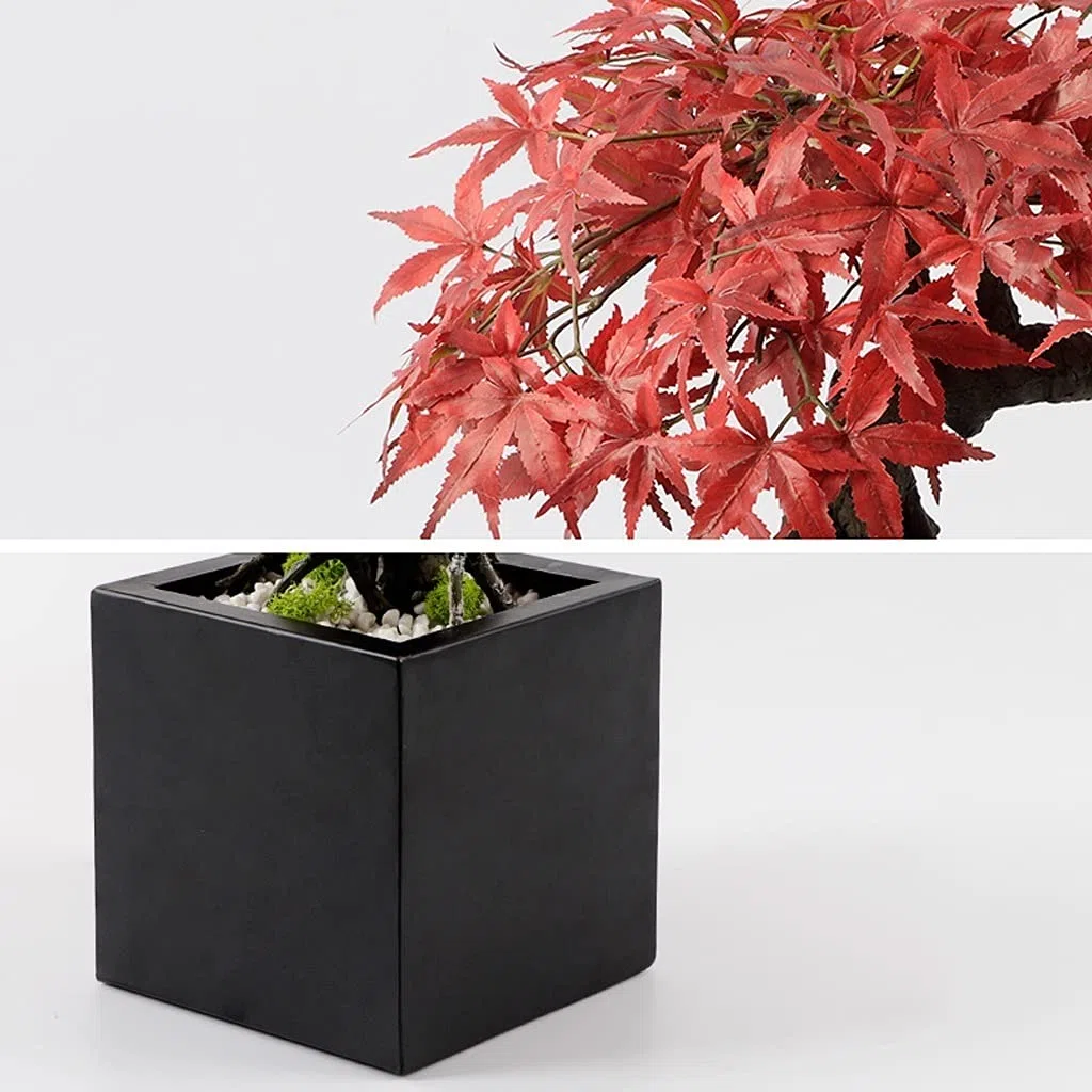 Bonsaï Artificiel Simulation Artificielle Rouge érable Fausse Plante for Salon Bureau et Ornements de Faux Maison Plantes Faux Arbre D'intérieur