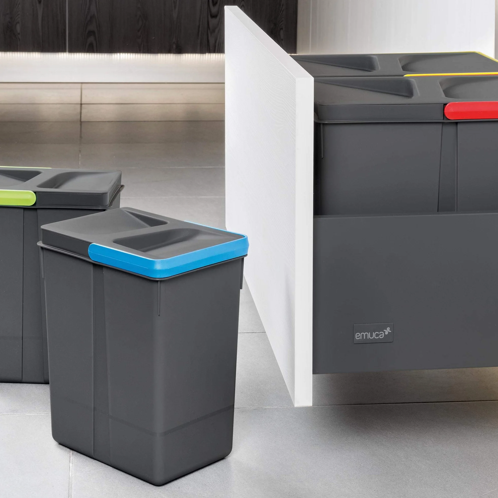 Emuca Poubelles pour tiroir bacs hauteur 266mm base 90cm recyclage
