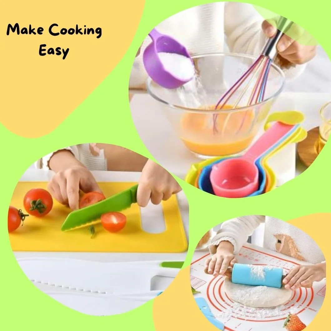 Ustensiles de Cuisine Enfant 31 Pièces - Kit Pâtisserie Sécurisé Montessori - Cadeau Éducatif 3-5 Ans