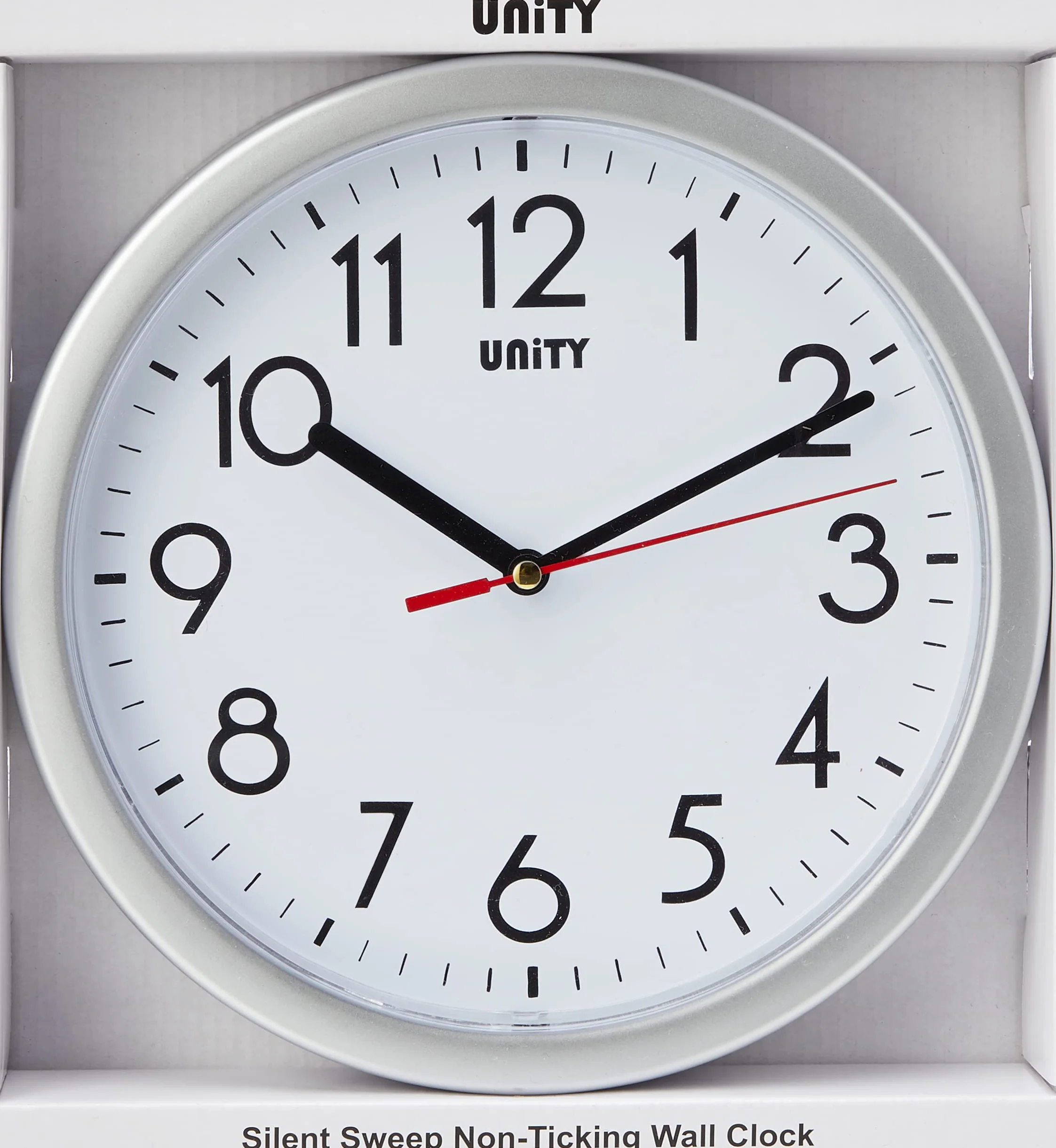 Horloge Murale Unity Hastings Balayage Silencieux Argent 22 cm