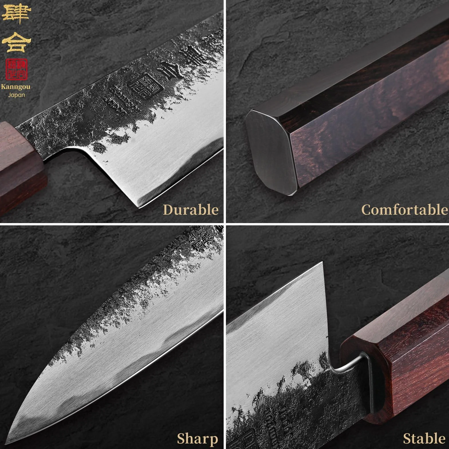 Kanngou Couteau Japonais Gyuto 21 cm Acier Inoxydable AUS-8 Coffret Cadeau