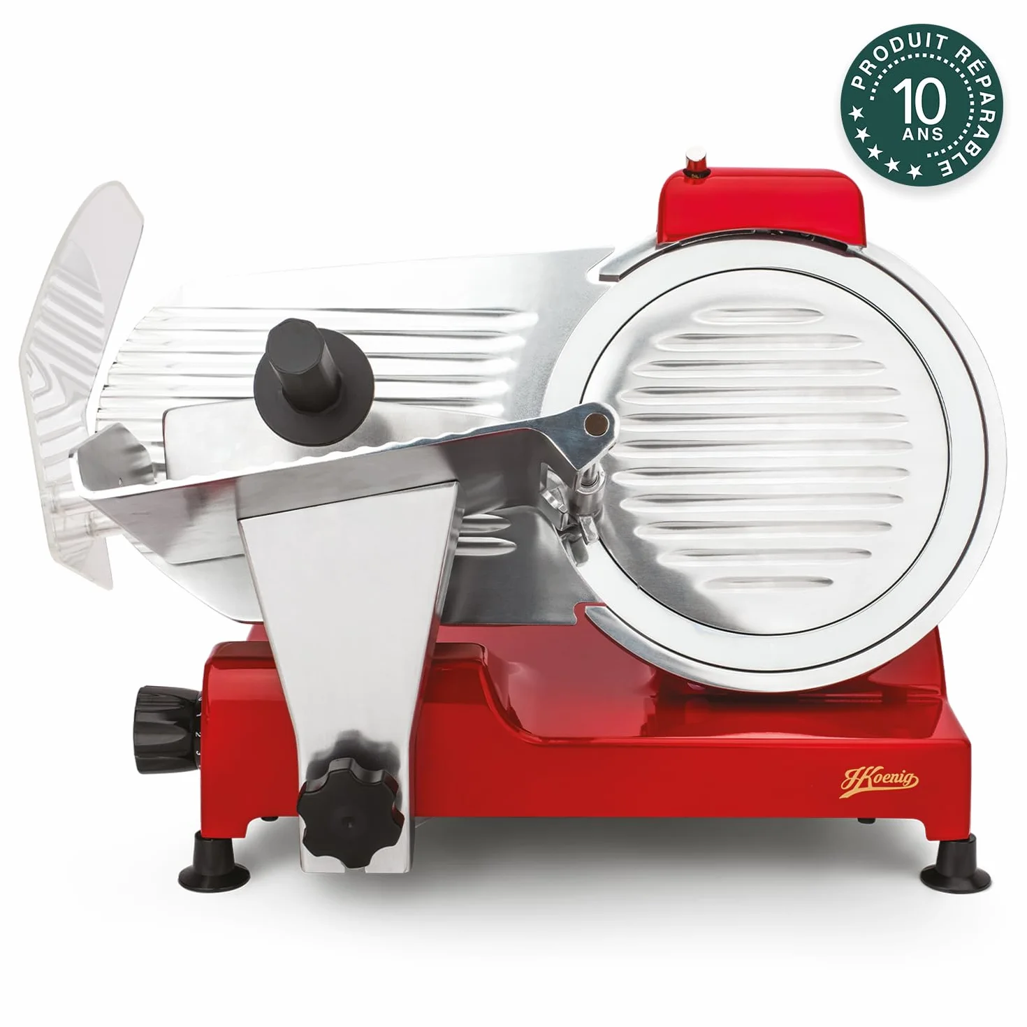 H.Koenig MSX254 Trancheuse électrique à jambon lame italienne 25 cm épaisseur 0-12 mm 282 rpm