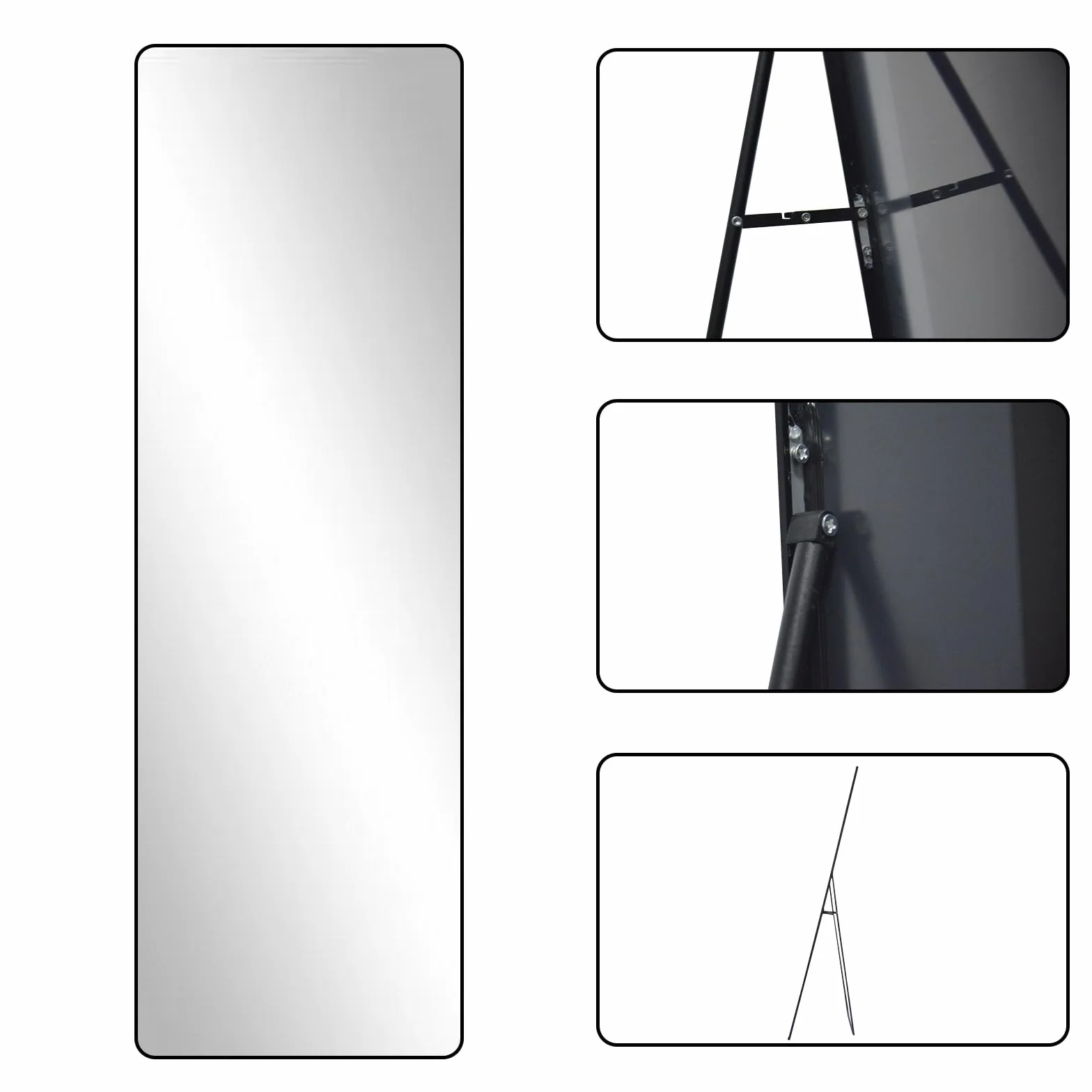 Kapler Arc Miroir sur pied 160 x 53 cm noir inclinable décoration salon