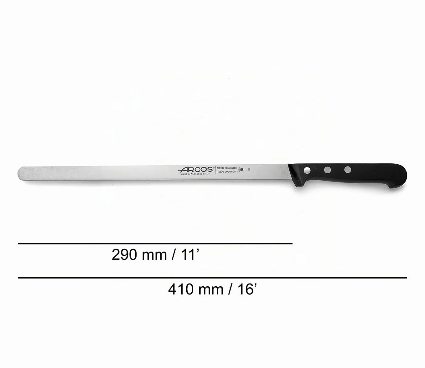 Arcos Série Universelle Couteau à Trancher Jambon 11" Lame Acier Inoxydable Nitrum Manche Noir POM