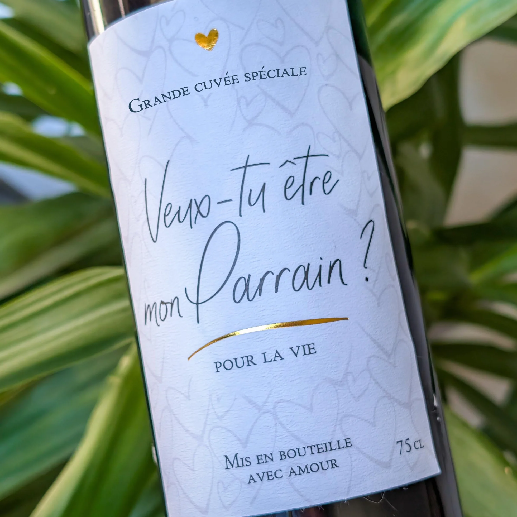 FunFest Etiquette Bouteille de Vin Demande Parrain Style Grande Cuvée