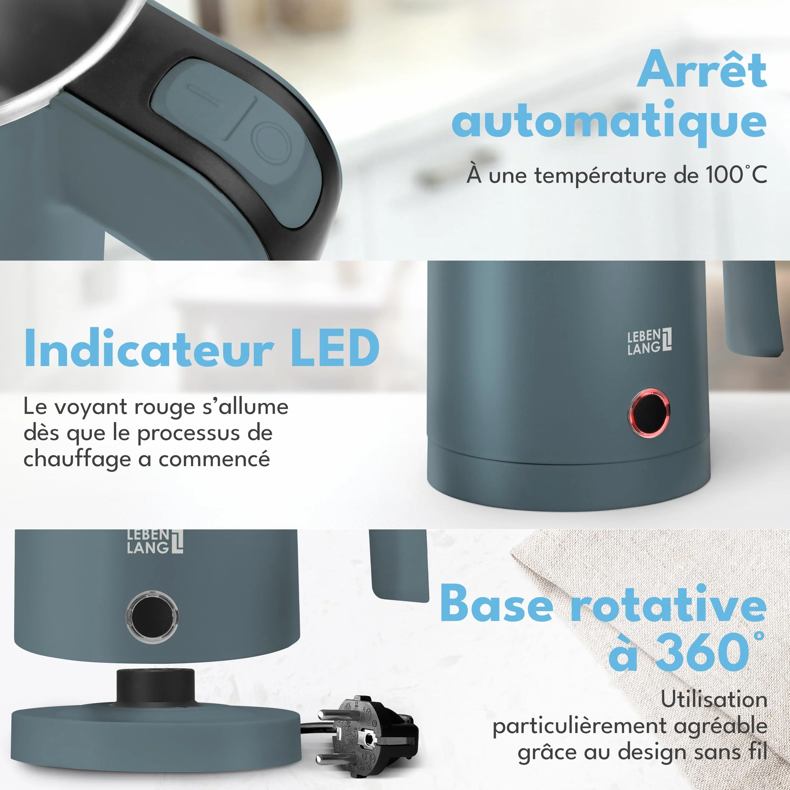 Mini bouilloire électrique en acier inoxydable 500ml 600W voyage blanc noir