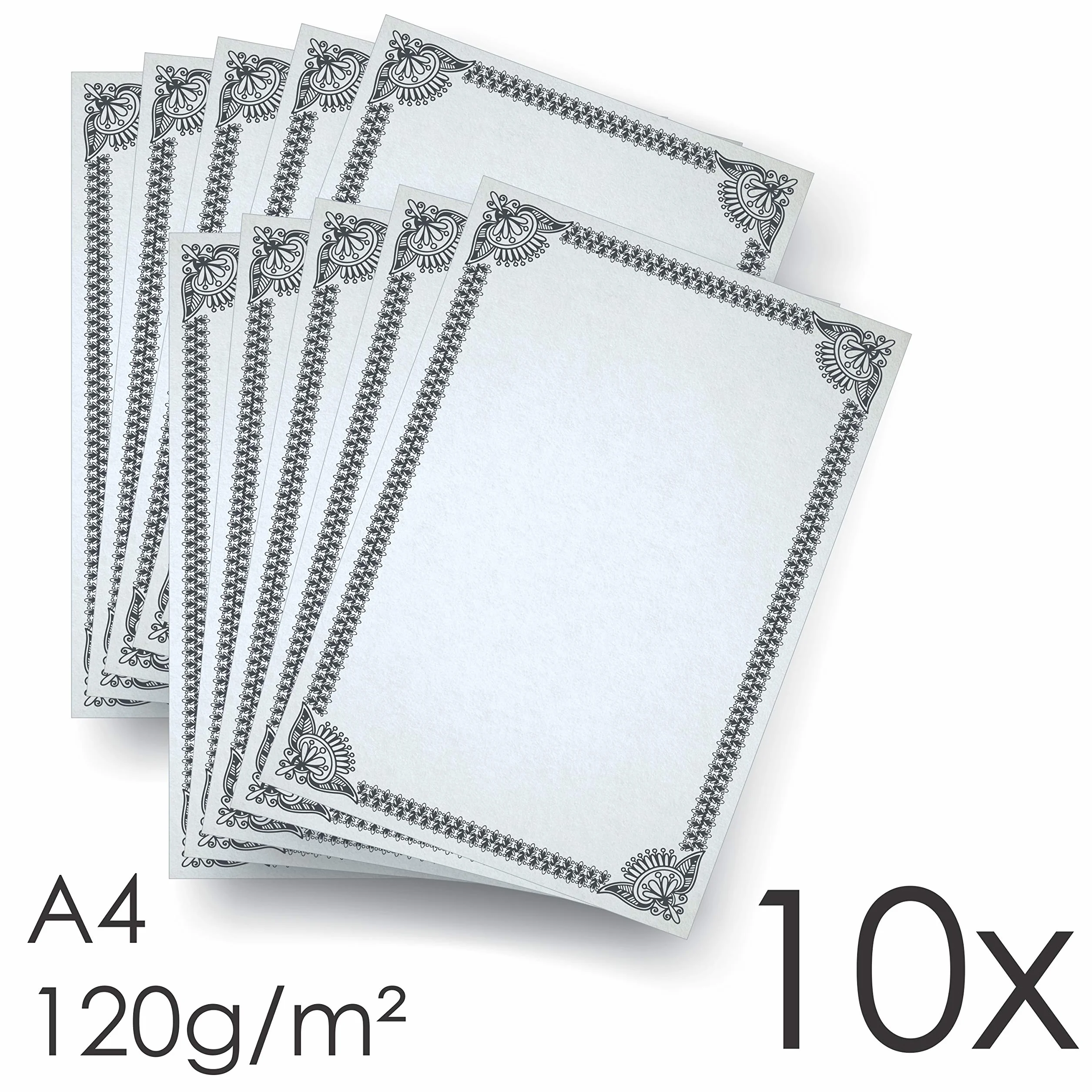 Feuilles cartonnées pour diplôme Format A4 Grammage 120g Recto/Verso Lot de 10