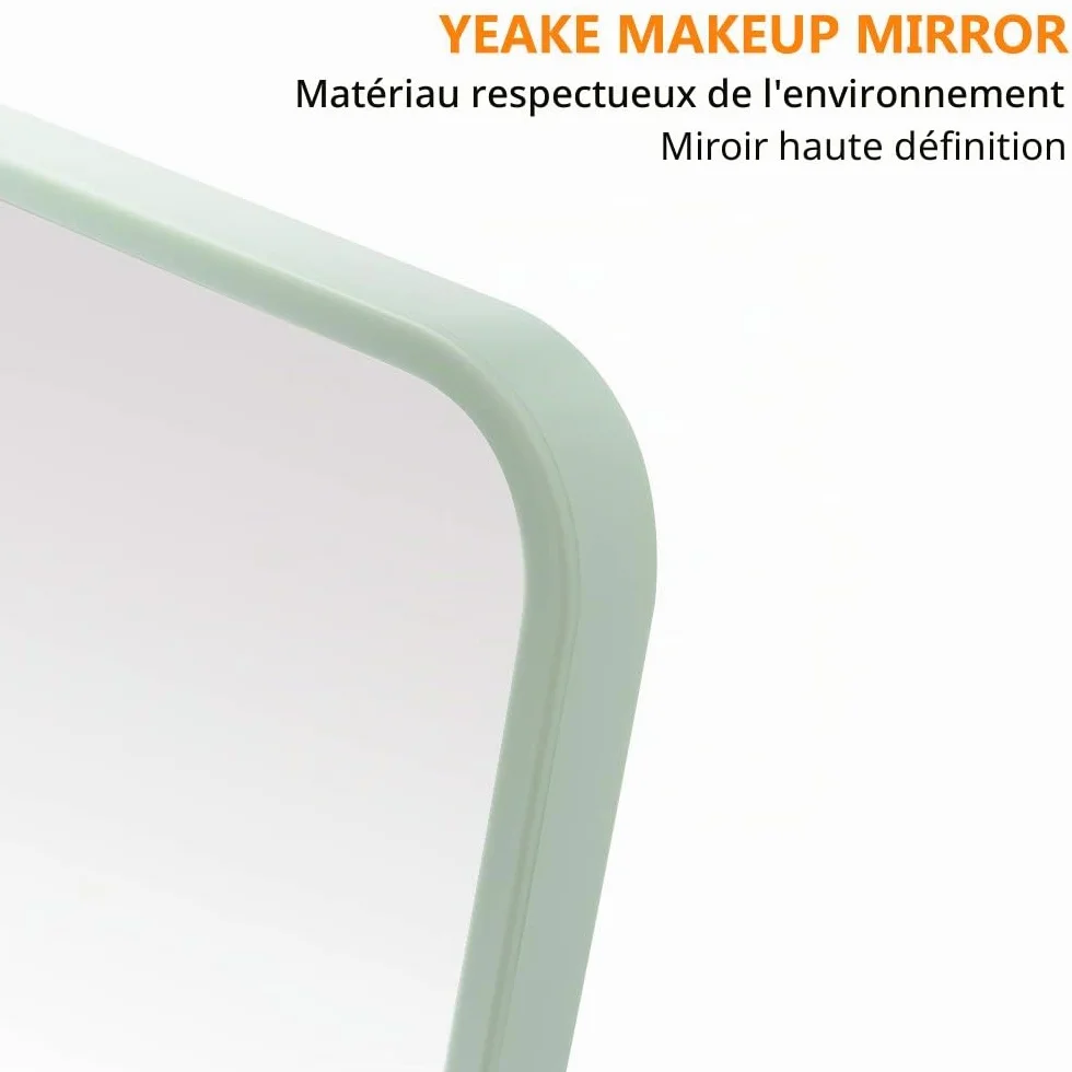 YEAKE Miroir de Maquillage Pliable 20 cm avec Support Métal Rotation 90° pour Voyage Bureau