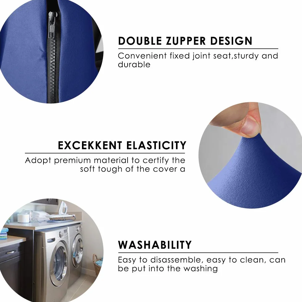 Housse pour chaise de bureau élastique amovible extensible Bleu 2 pièces