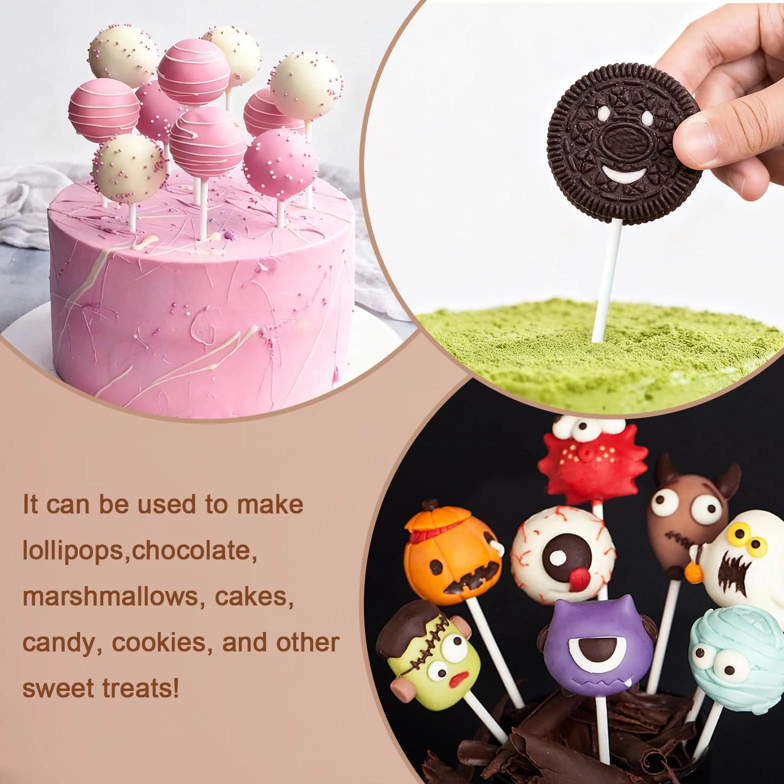 Bâtonnets en Papier pour Cake pops 15 cm x 3,5 mm Blancs 100 pièces