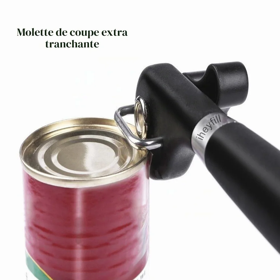 Ouvre-boîte de sécurité, conception ergonomique antidérapante, coupe latérale lisse