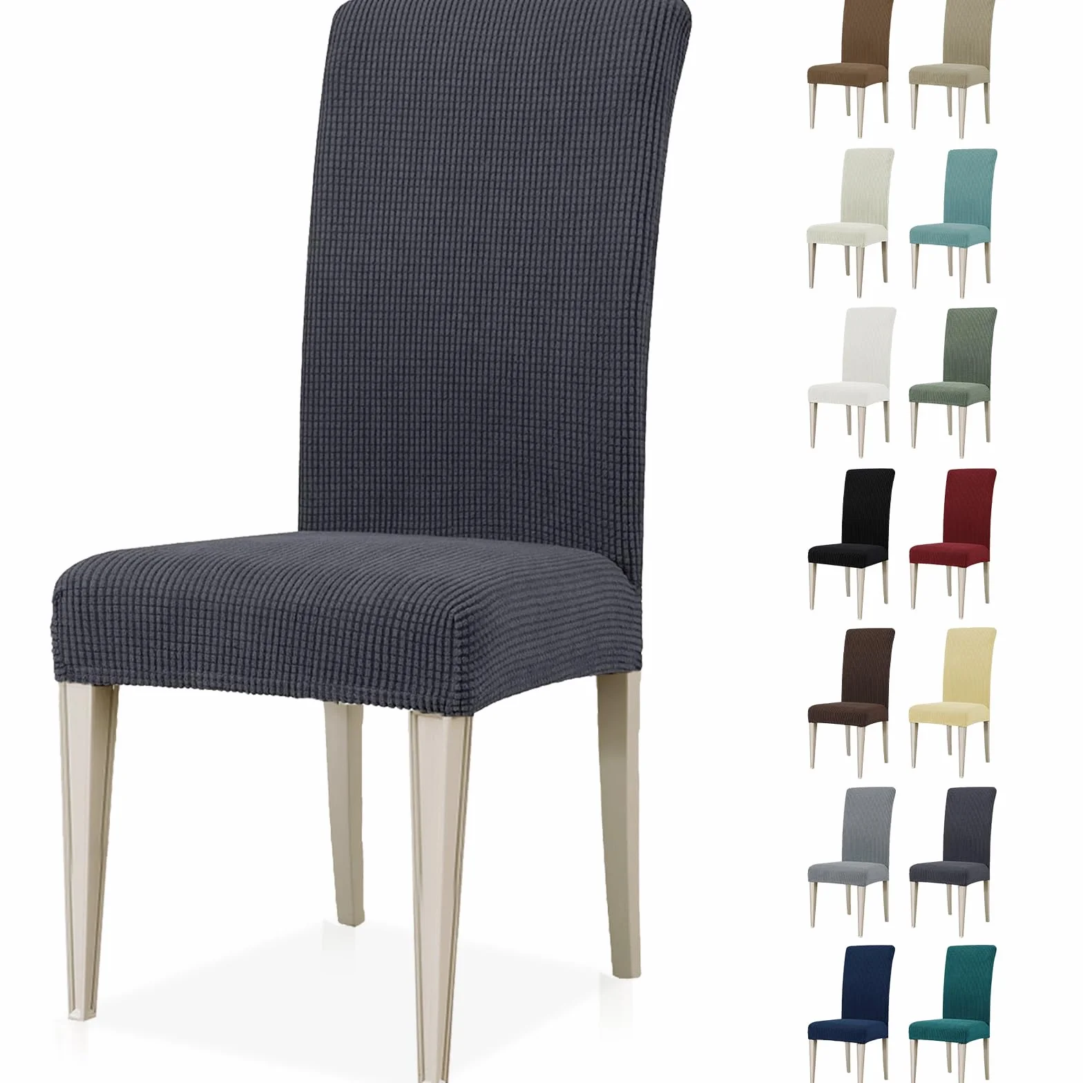 Ystyle Housse de Chaise 4 Pièces, Extensible, Lavable, Couvre Chaise Universel, Gris