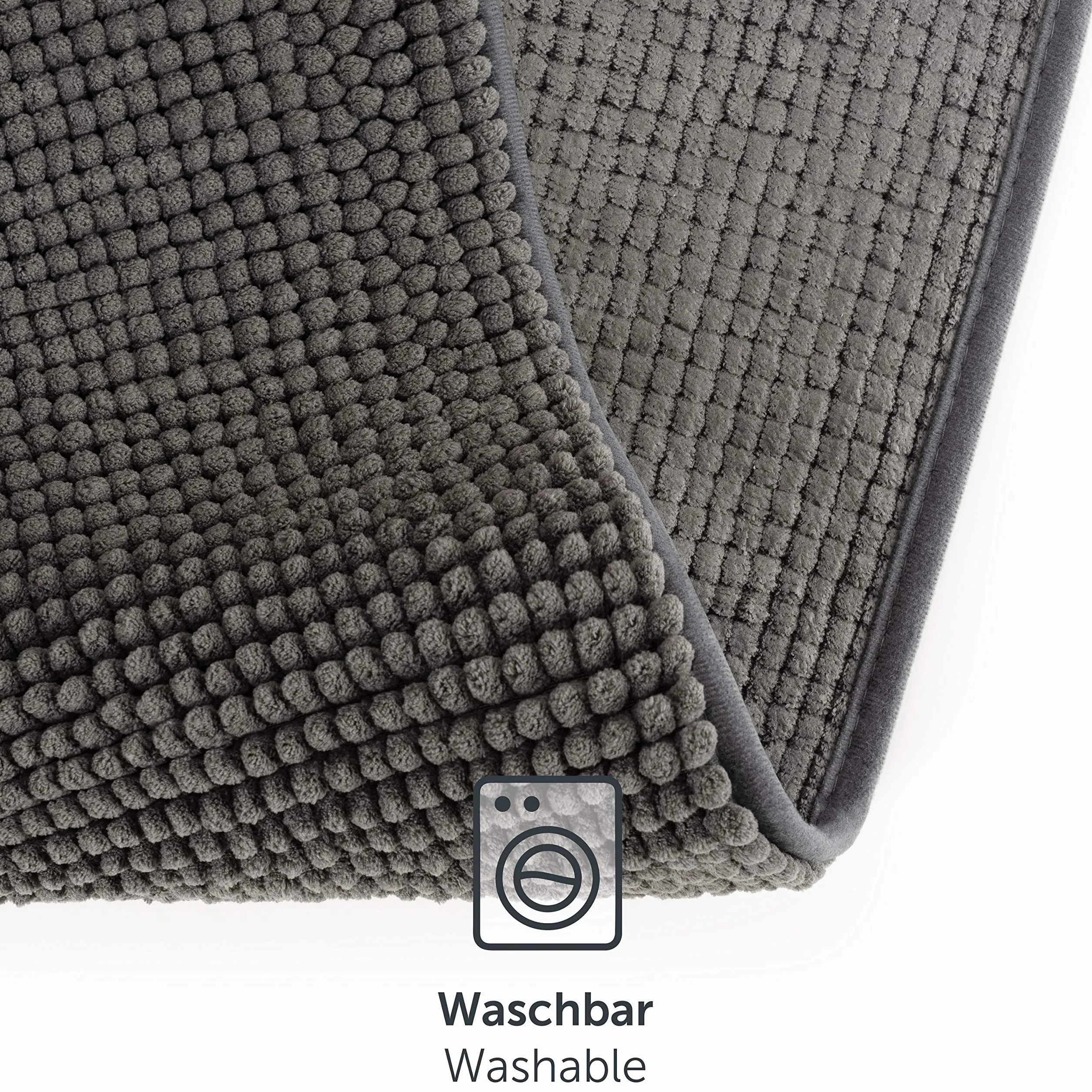 Tapis de Bain Absorbant Antidérapant Oeko-Text 60x40 Gris foncé