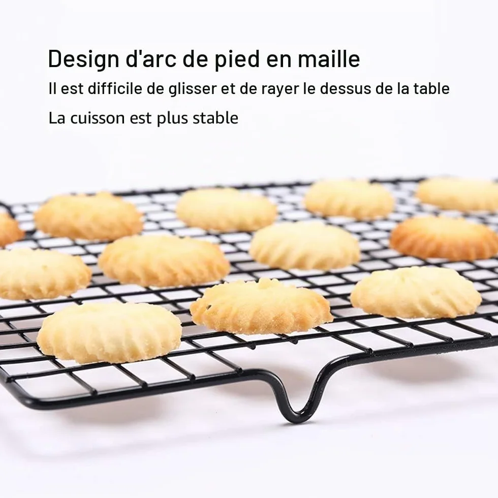 Grille de Refroidissement Pâtisserie 2 Pièces Rectangulaire Rack de Refroidissement Gâteau Noir