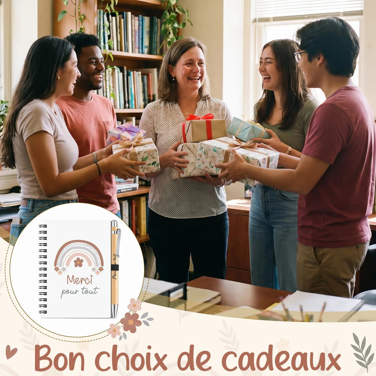 Merci Maîtresse Diplômé Cadeau Sac Fourre-Tout Carnet Stylo Porte-Clés Fin d'Études Adieu Enseignant