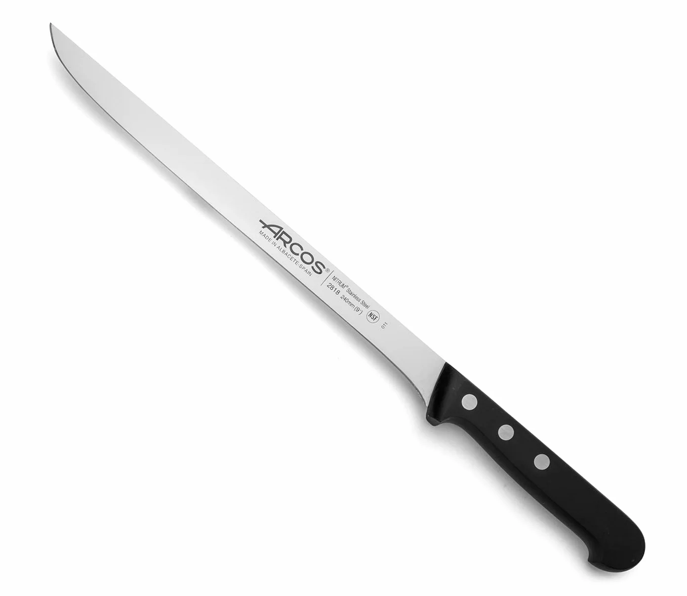 Arcos Couteau à Jambon Acier Inoxydable Lame 240 mm Manche Polyoxyméthylène Série Universelle Noir