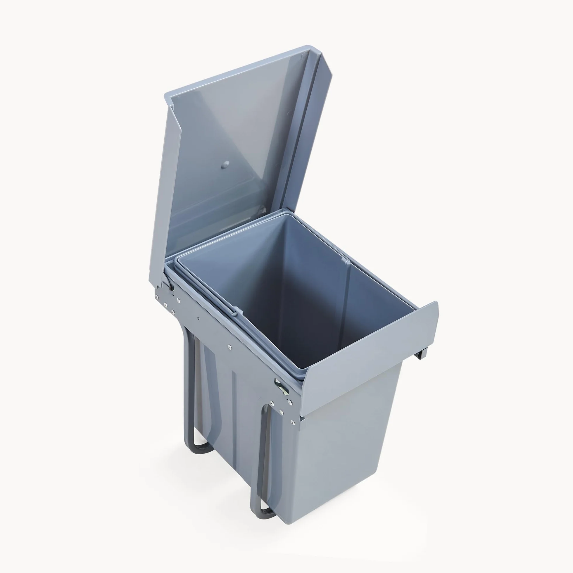 Poubelle Encastrable sur Rails Coulissants Tri Sélectif Sous Évier 1 x 20L Gris Acier Plastique 34 x 26 x 42 cm