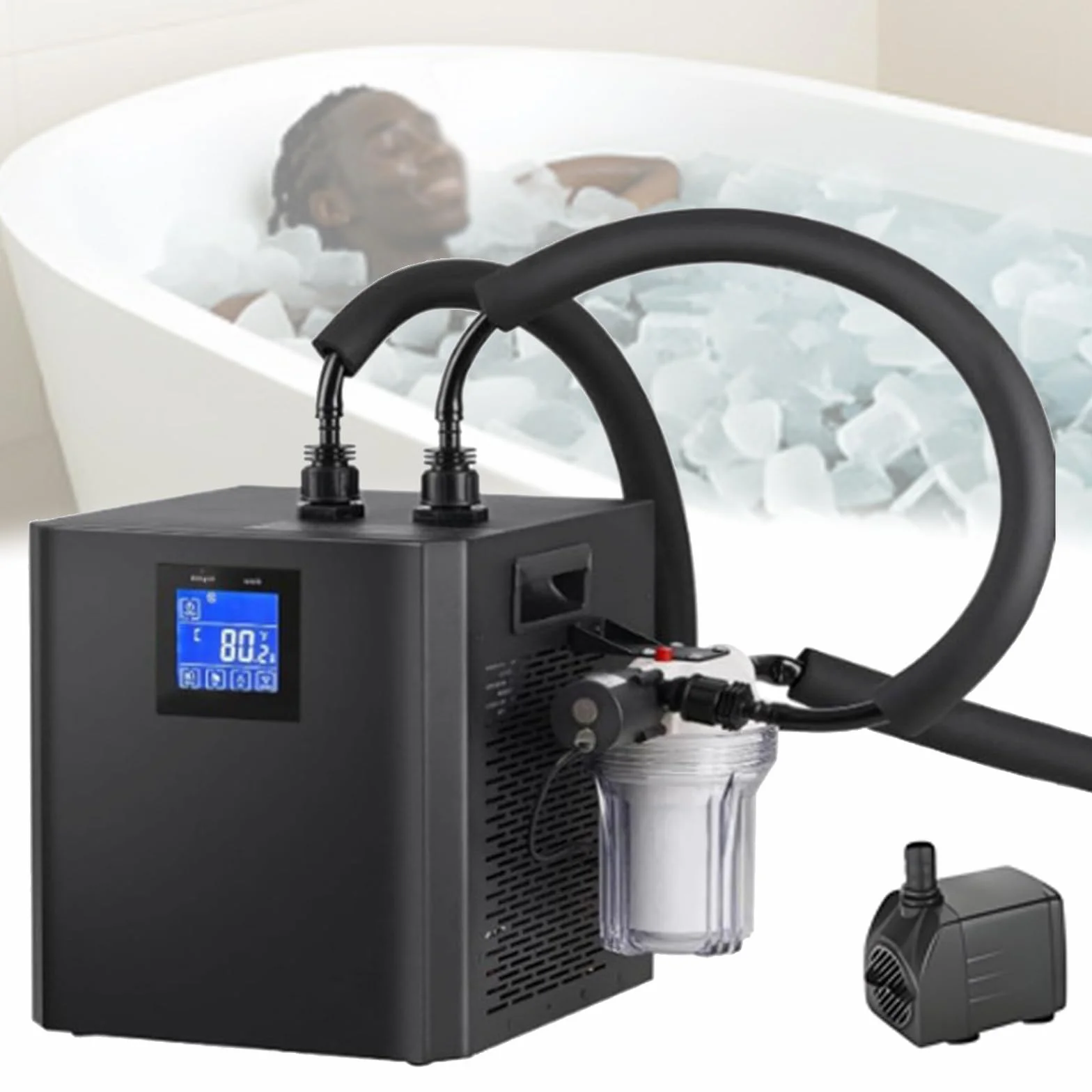 Refroidisseur d'eau à Bain de Glace 0,3 P avec Filtre Externe Pompe pour Cryothérapie