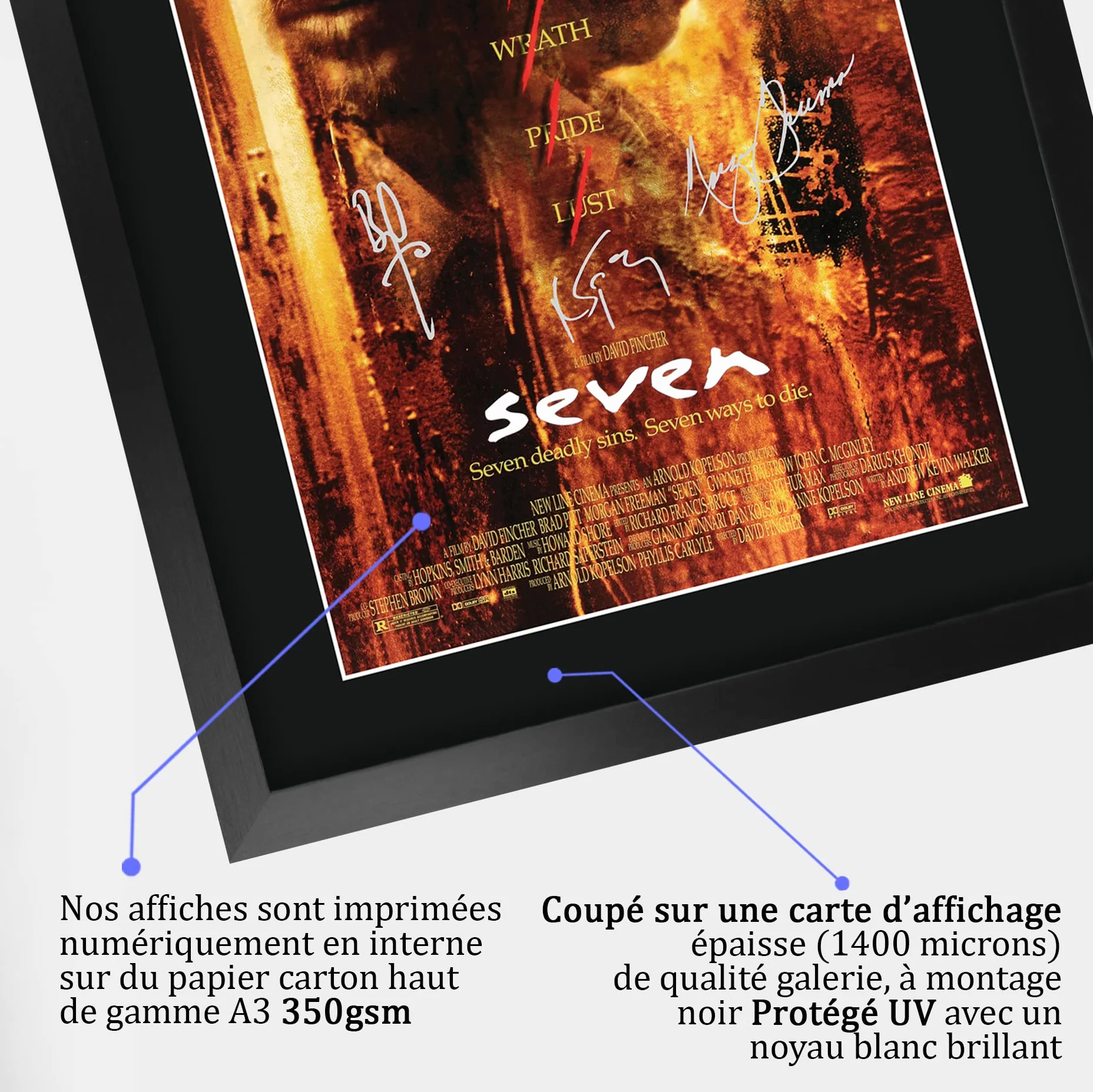 Affiche photo signée Brad Pitt A3 encadré Cadeaux imprimés autographe