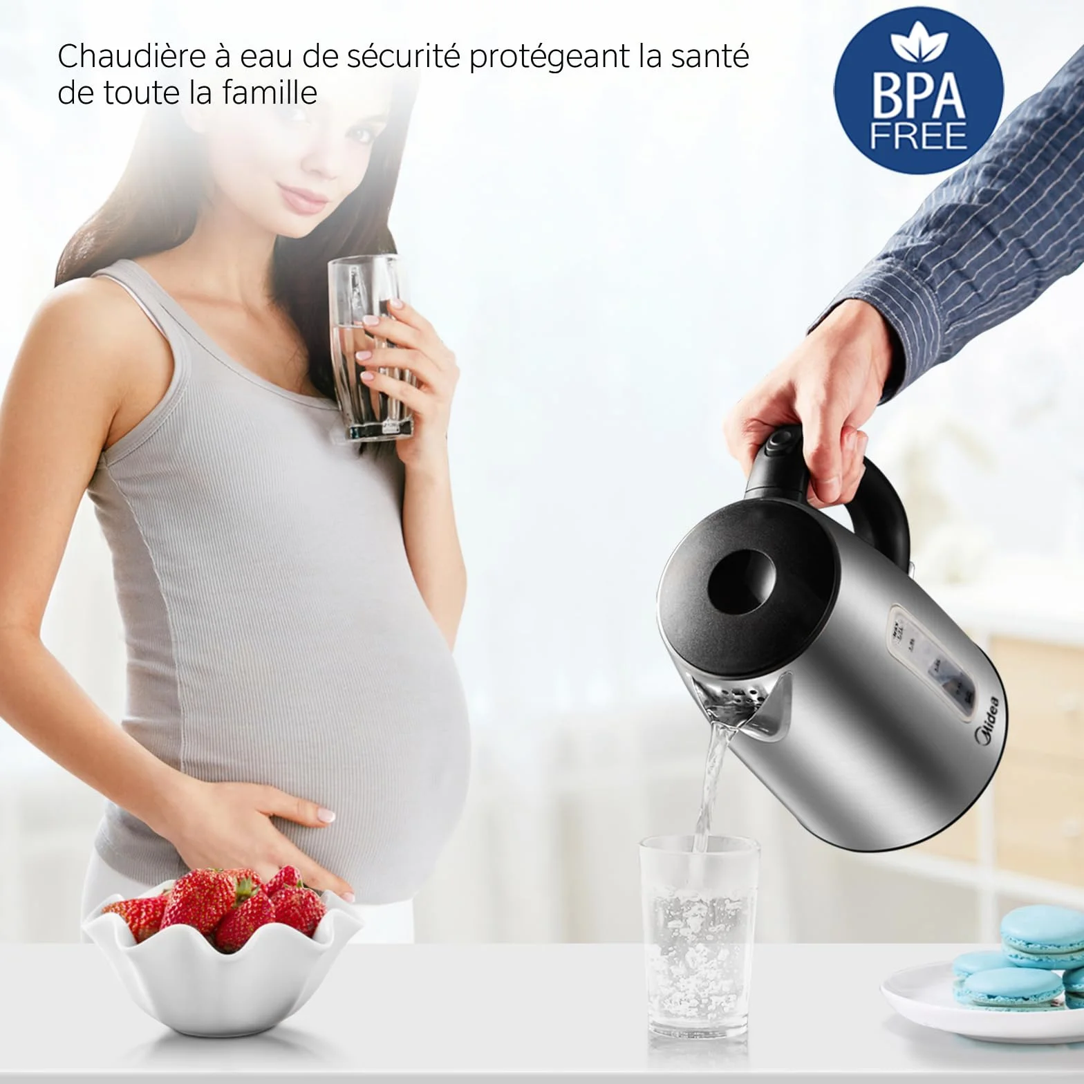 Midea Bouilloire Acier Inoxydable 1,7L 2200W MK-17S30A2 Sans BPA Chauffage Rapide